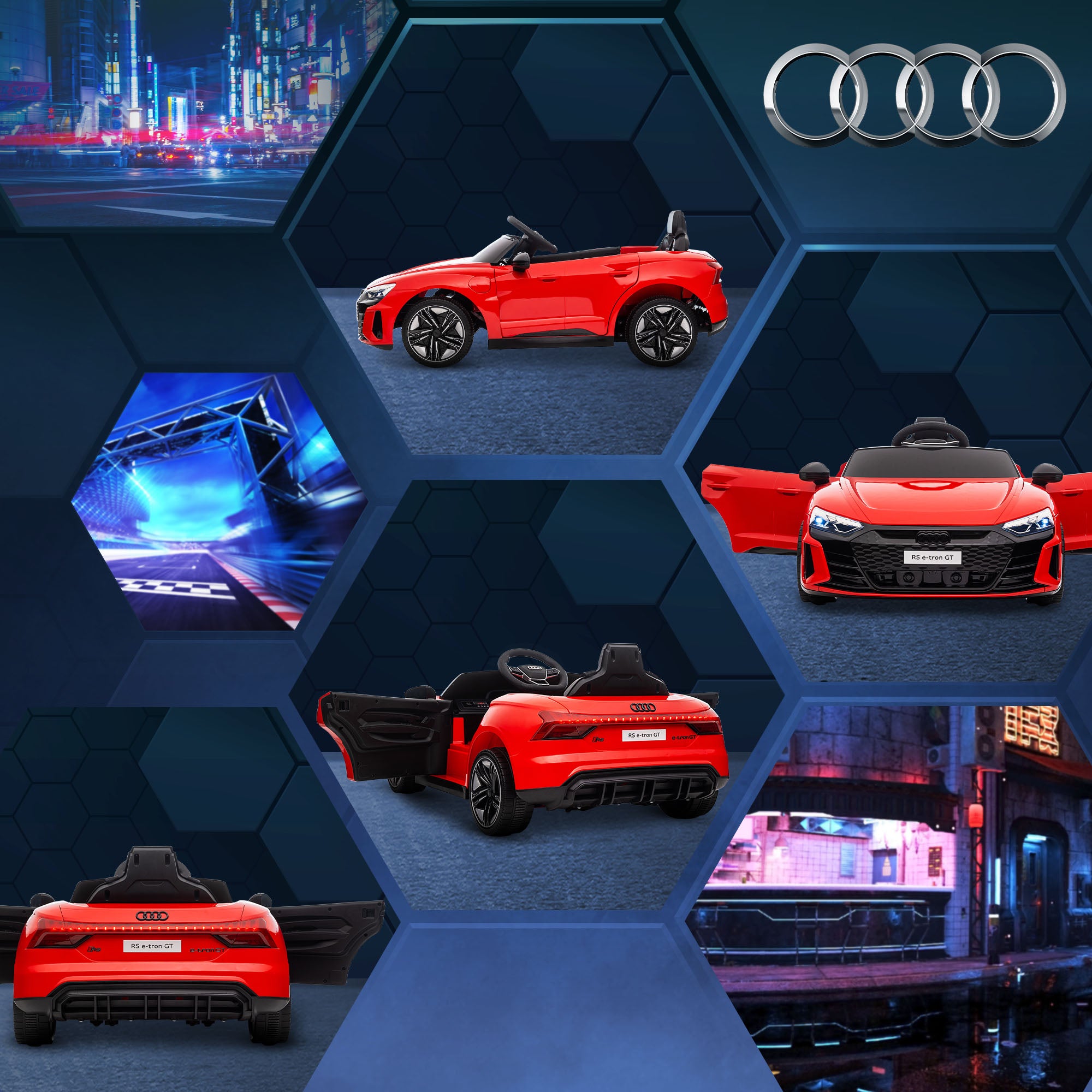 Licensed Audi RS e-tron GT 12V Ride On Car Truck for Kids, Electric Car Ride On Vehicle w/Parent Remote Control, Music, Lights, for Toddlers, Red