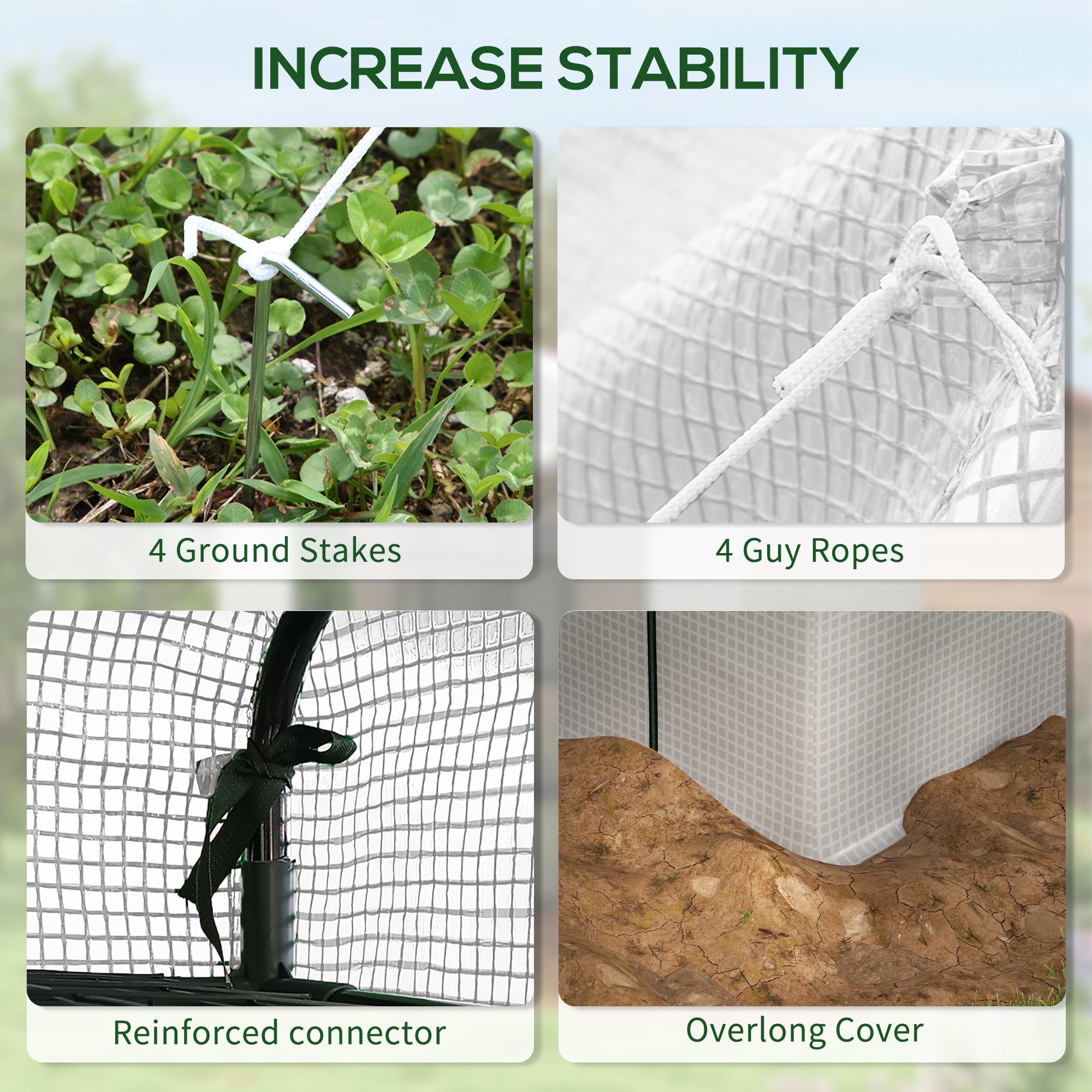 8' x 6' x 7' Portable Walk in Greenhouse with Mesh, Door, Windows, 18 Shelf, Trellis, Plant Labels, White - White - Image 7