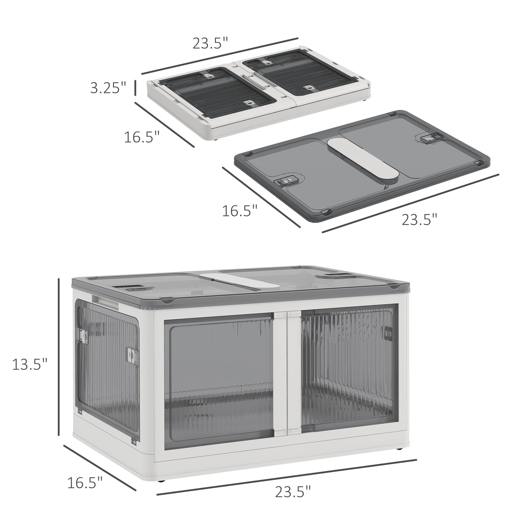Stackable Storage Bins with Lids, Wheels, and Collapsible, White