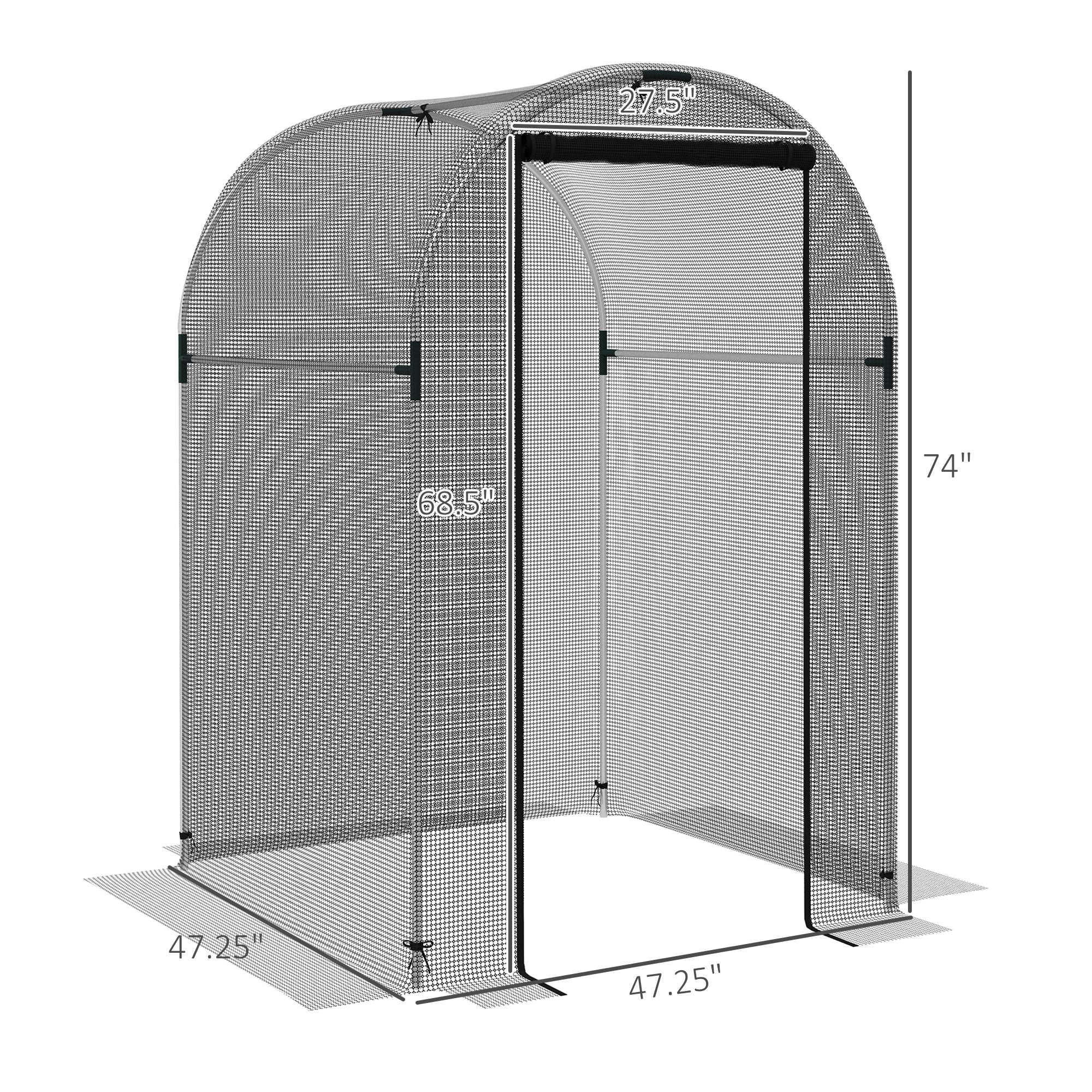 Galvanized Steel Crop Cage, Plant Protection Tent with Zippered Door, 4' x 4', Black - Black - Image 3