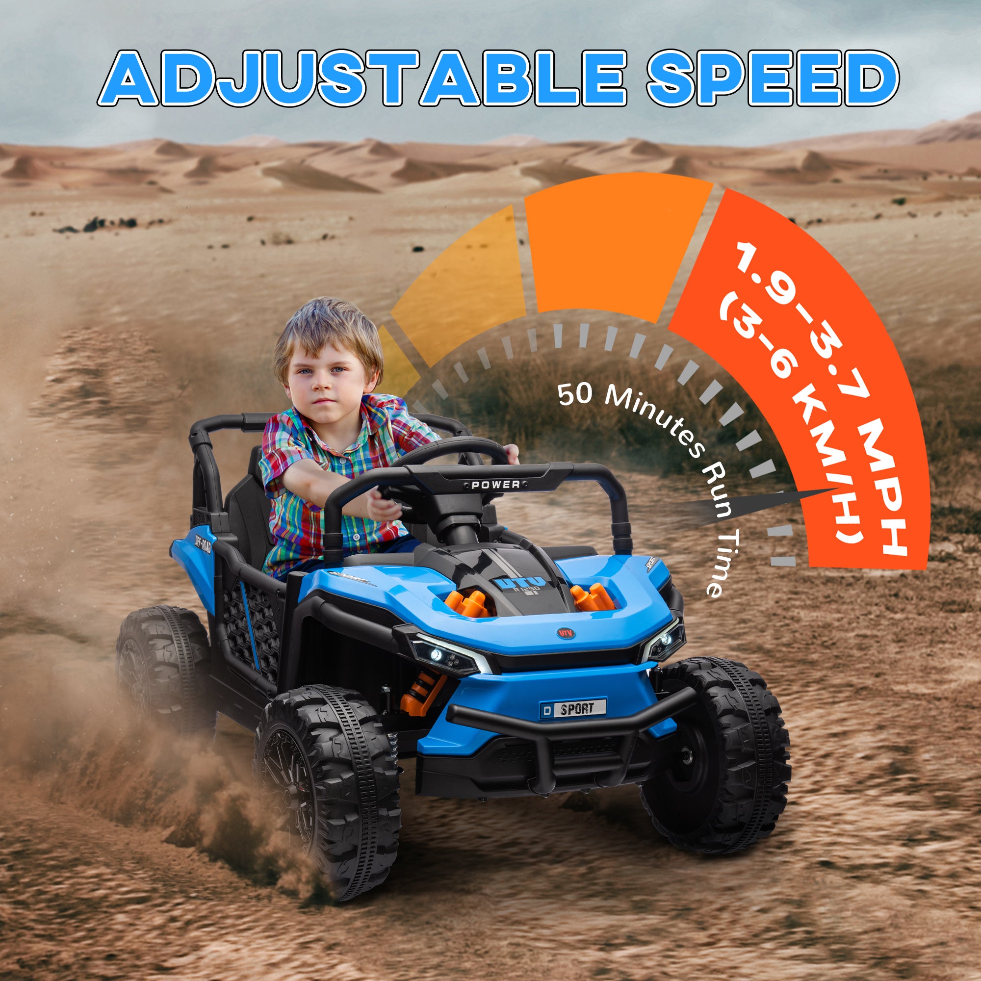 12V Ride On Truck, Battery Powered Electric Car for Kids w/ Remote Control, 4-Wheel Suspension & LED Lights, Blue