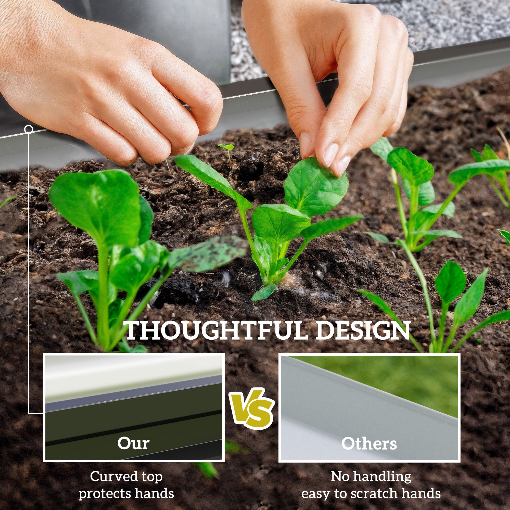 Galvanized Raised Garden Bed, 4' x 2' x 1' Metal Planter Box, for Growing Vegetables, Flowers, Herbs, Succulents, Gray - Gray - Image 7