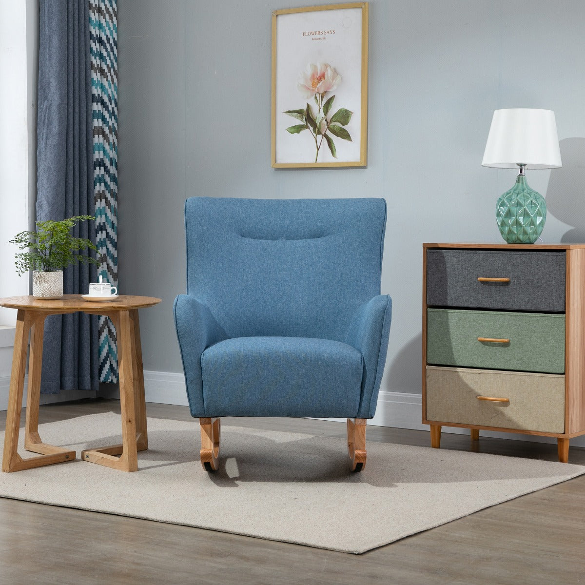 Modern Rocking Chair Sofa Armchair Modern Accent Chair, Blue