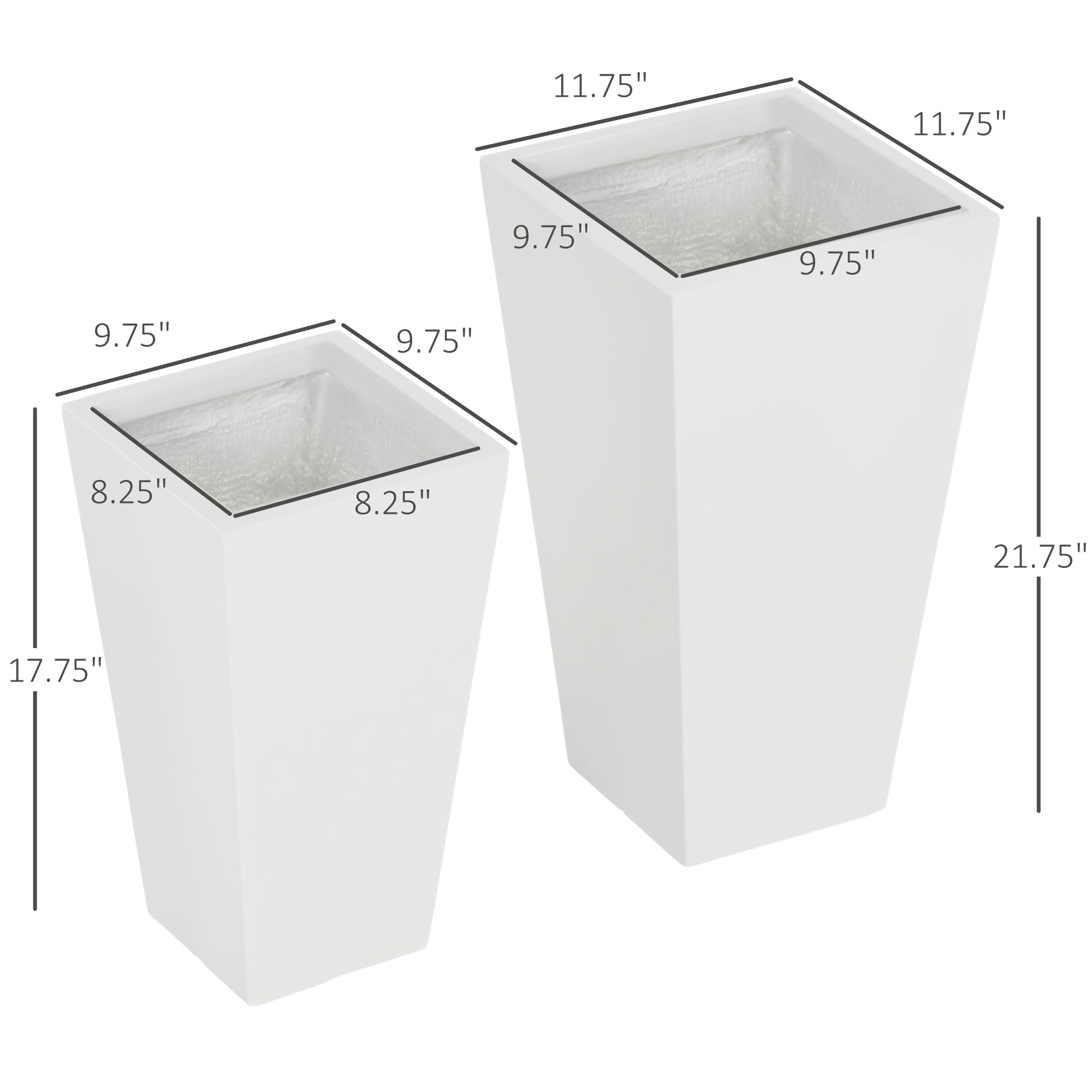 2-Pack Outdoor Planter Set, Flower Pots with Drainage Holes, Durable & Stackable Plant Pot, 22in & 18in, for Porch, Entryway, Patio, Yard, Garden, White - White - Image 3