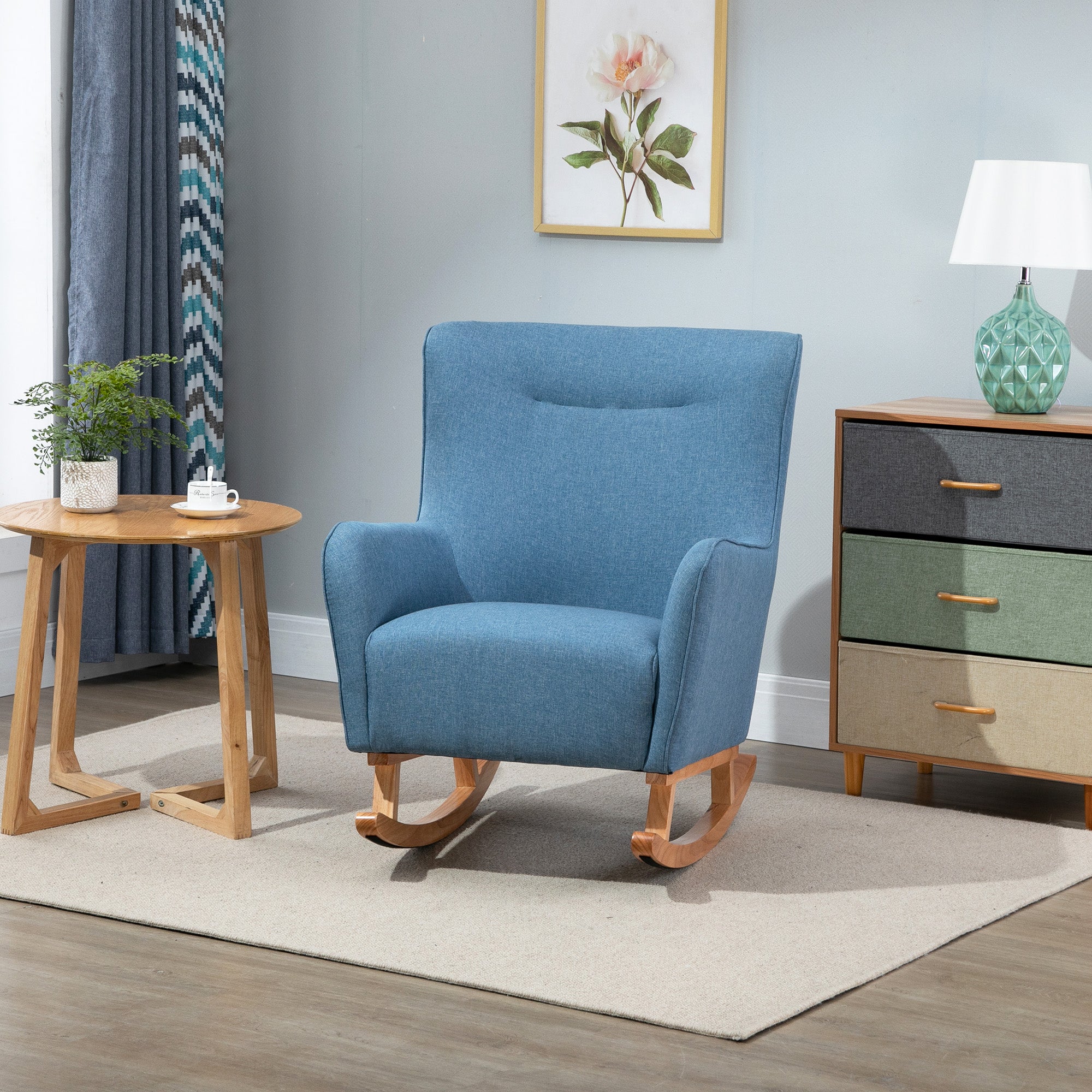 Modern Rocking Chair Sofa Armchair Modern Accent Chair, Blue