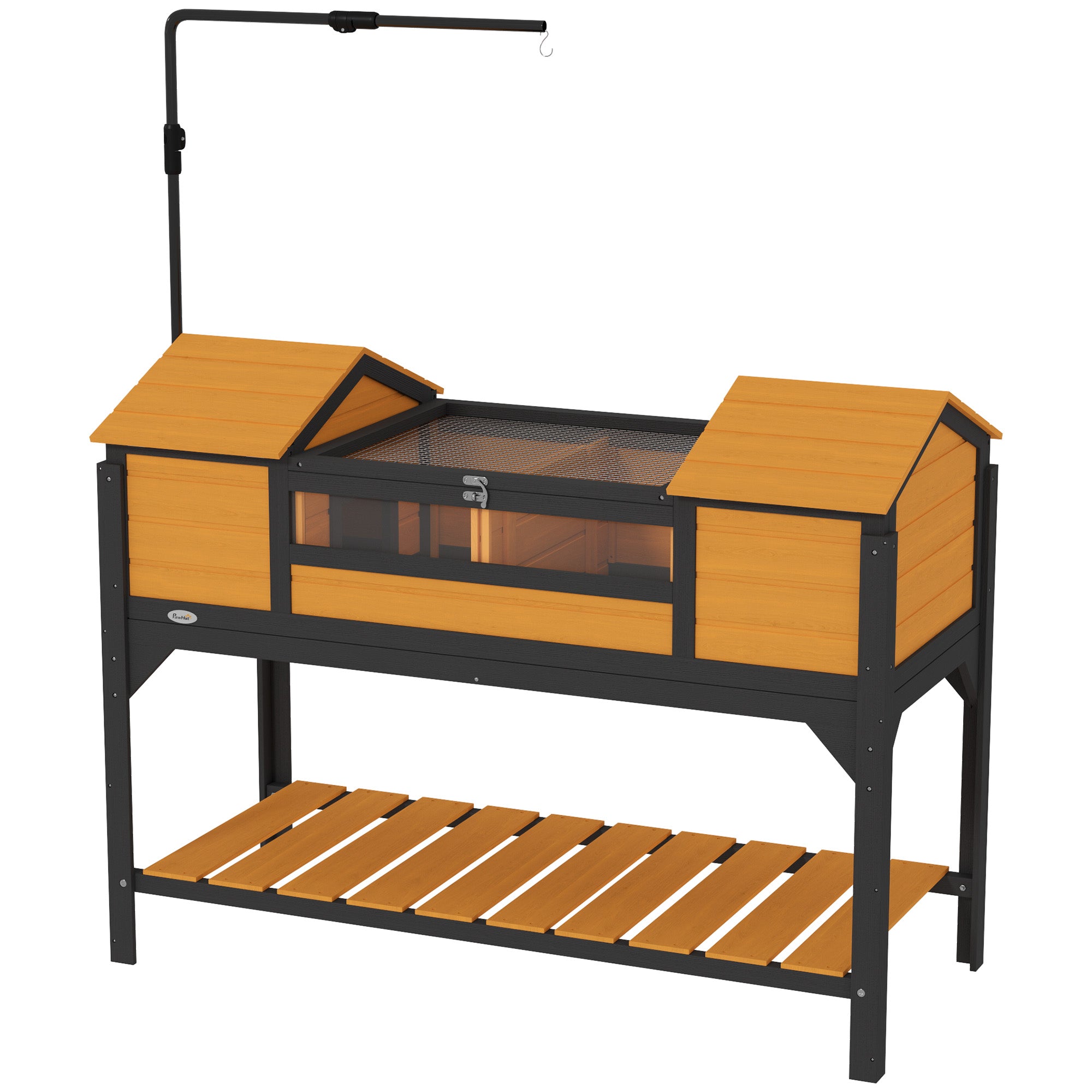 Tortoise Enclosure Tortoise House with Adjustable Lamp Holder Storage Shelf, Dual Main Houses, Openable Lid, Yellow - Yellow