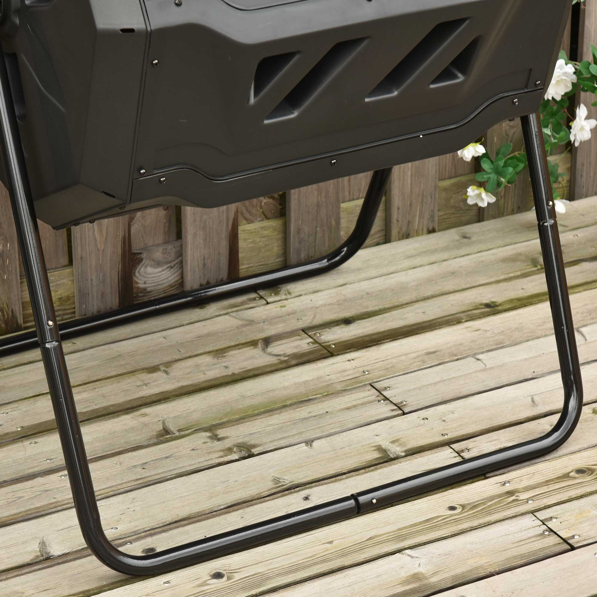 Tumbling Compost Bin Outdoor 360° Dual Chamber Rotating Composter 43 Gallon, Green - Green - Image 8