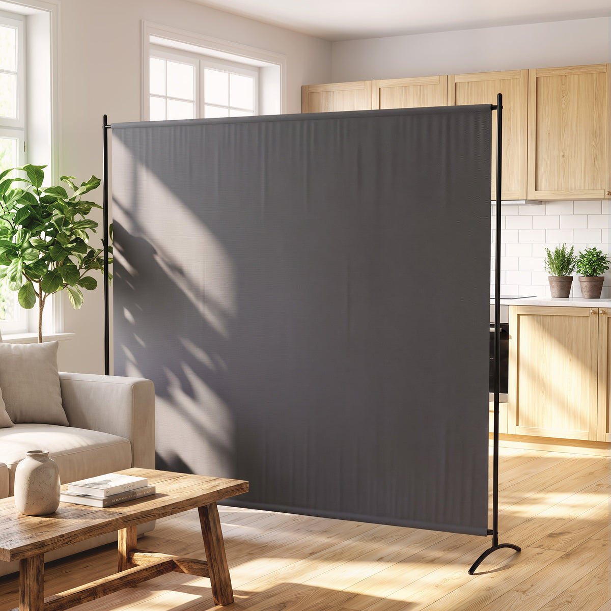 Outdoor Privacy Screen, 5.9FT Tall Room Divider with UPF30+ Protection, Freestanding Privacy Panel, Dark Gray