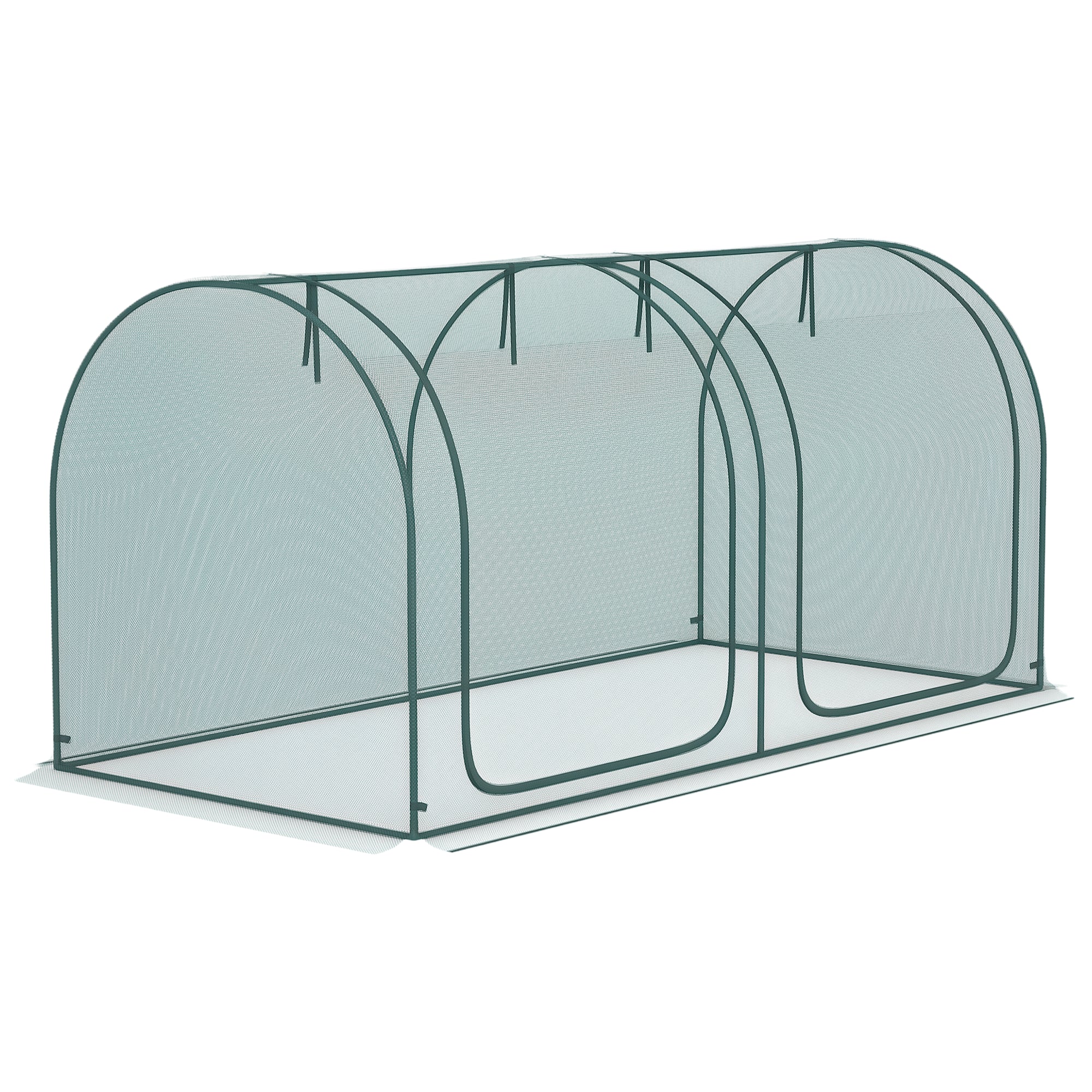 8' x 4' Crop Cage, Plant Protection Tent with Two Zippered Doors, Storage Bag and 4 Ground Stakes, for Garden, Yard, Lawn, Green - Green