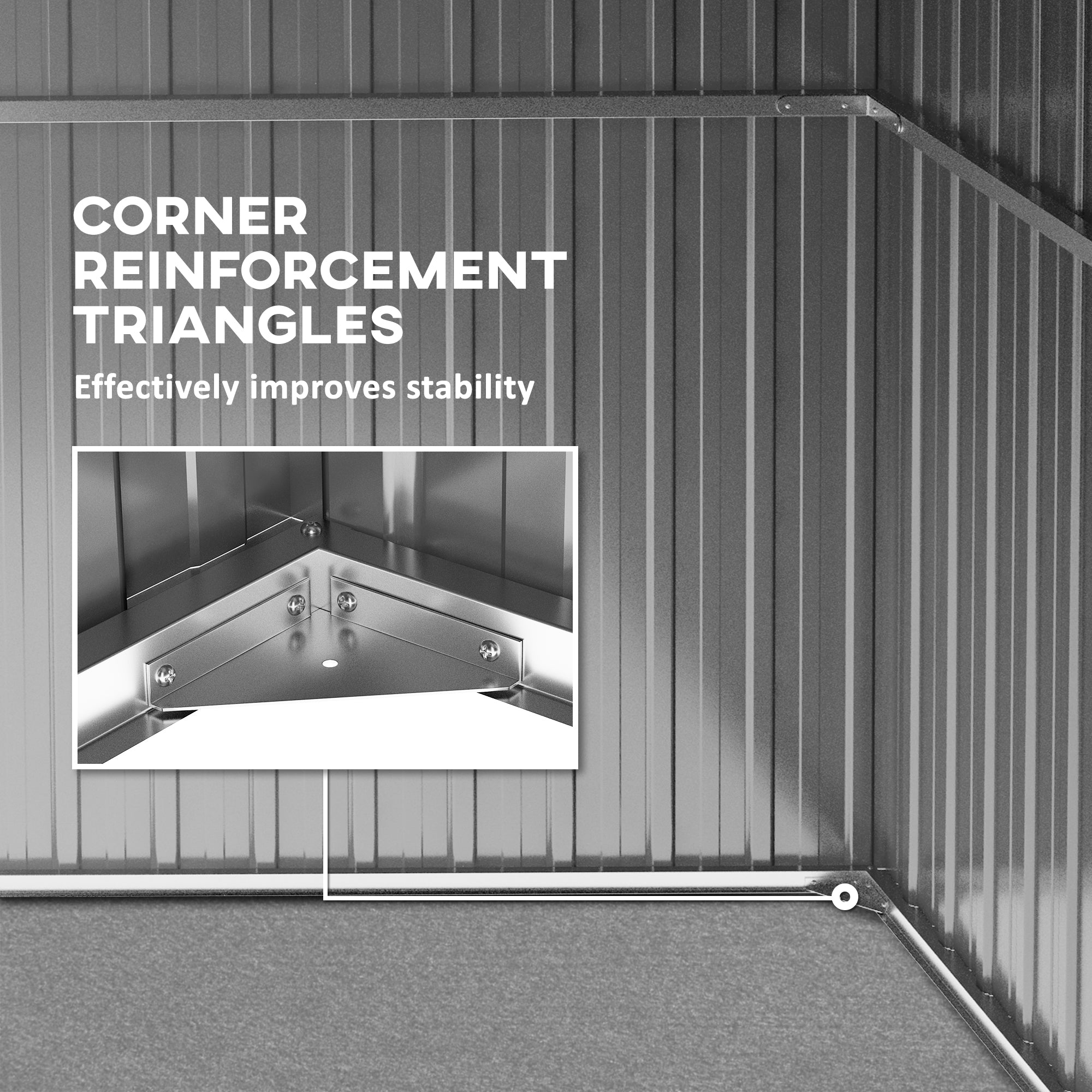 11.2' x 5.6' Storage Shed w/ Lockable Door, Galvanized Metal Utility Outdoor Shed for Backyard, Bike, Patio, Light Gray - Light Gray - Image 7