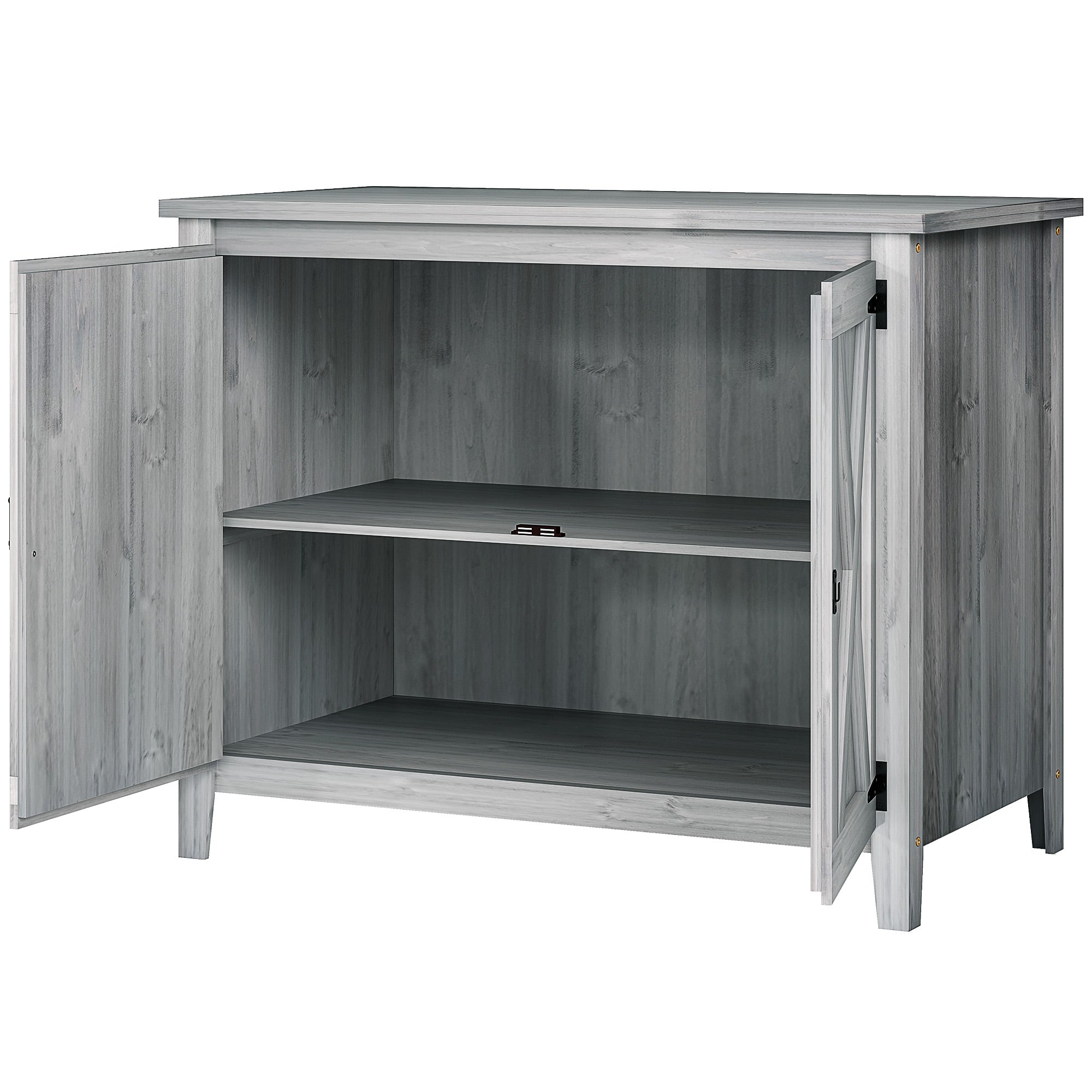 Wooden Outdoor Storage Cabinet, Garden Shed Potting Shed with Shelf and Double Doors, Light Gray - Light Gray
