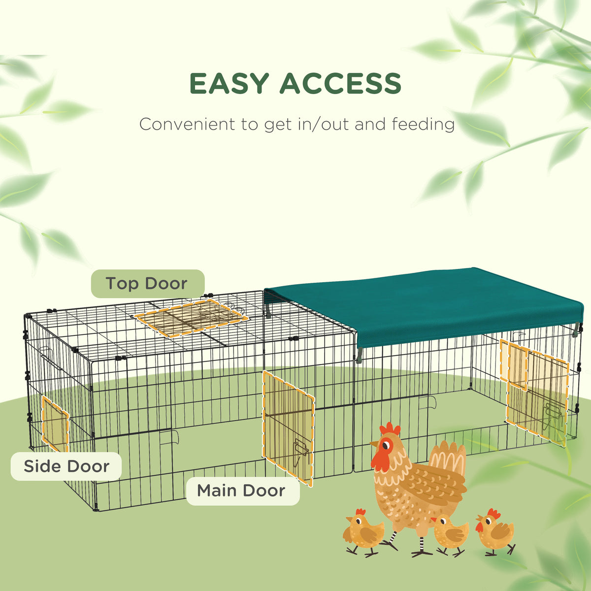 73" Small Animal Playpen with with Roof for Rabbits, Chicken, Chinchillas for Indoor/Outdoor Use, Green - Green - Image 5
