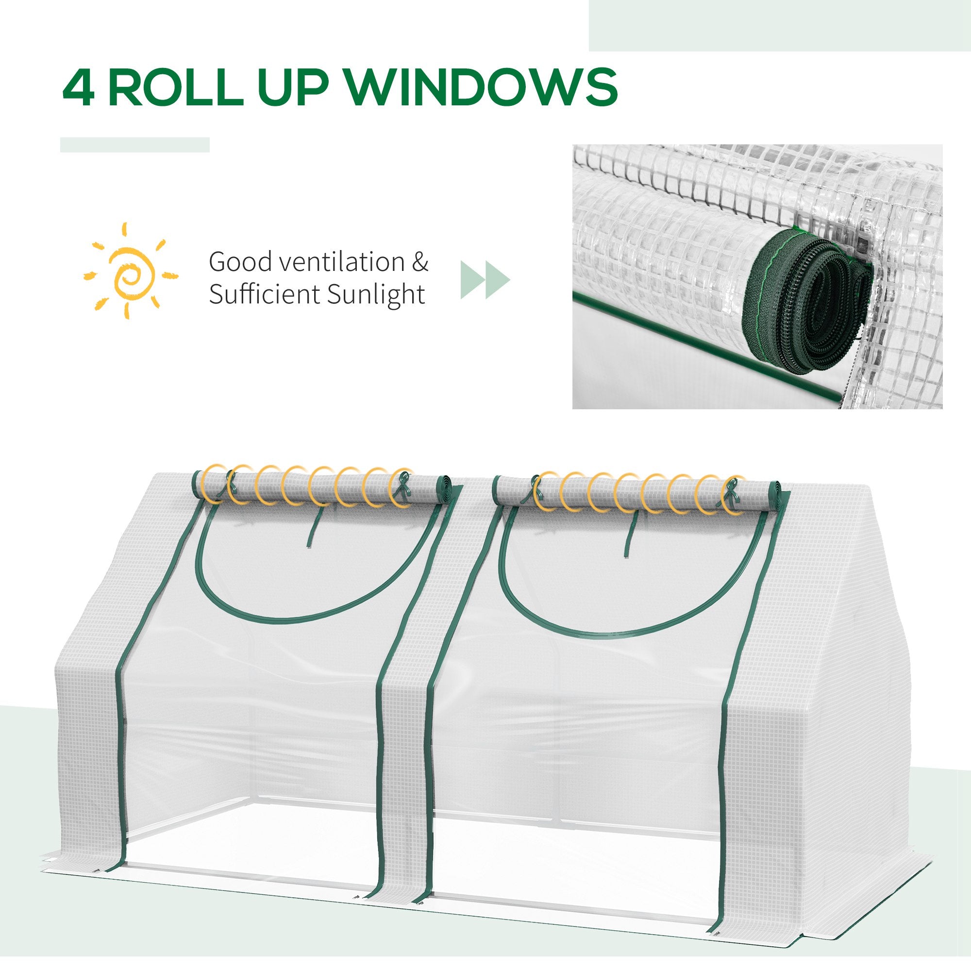6' x 3' x 3' Portable Greenhouse, Garden Hot House with Two PE/PVC Covers and 2 Roll Up Windows, Clear - Clear - Image 6