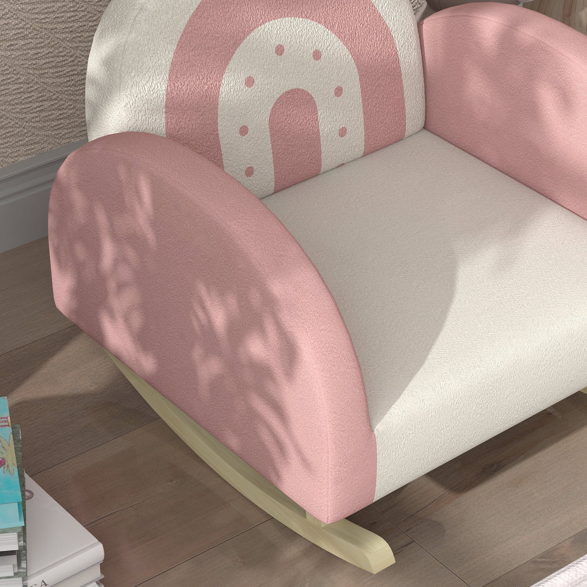 Kids Rocking Chair, Princess Crown Toddler Chair, Children's Armchair Rocker for Bedroom, Playroom, Pink