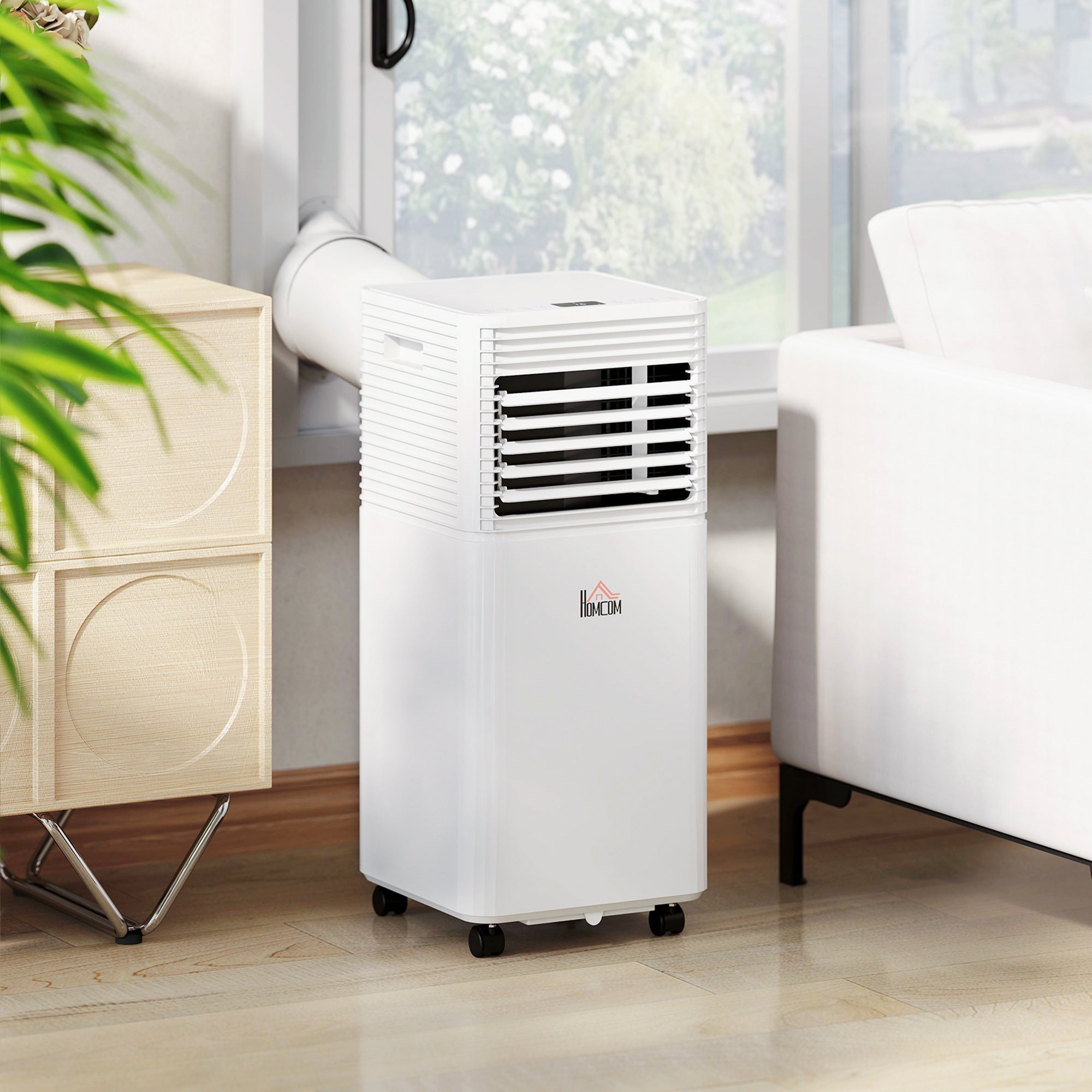8000 BTU Mobile Air Conditioner for Cooling and Dehumidifying, Remote Control, 24H Timer, LED Display, White