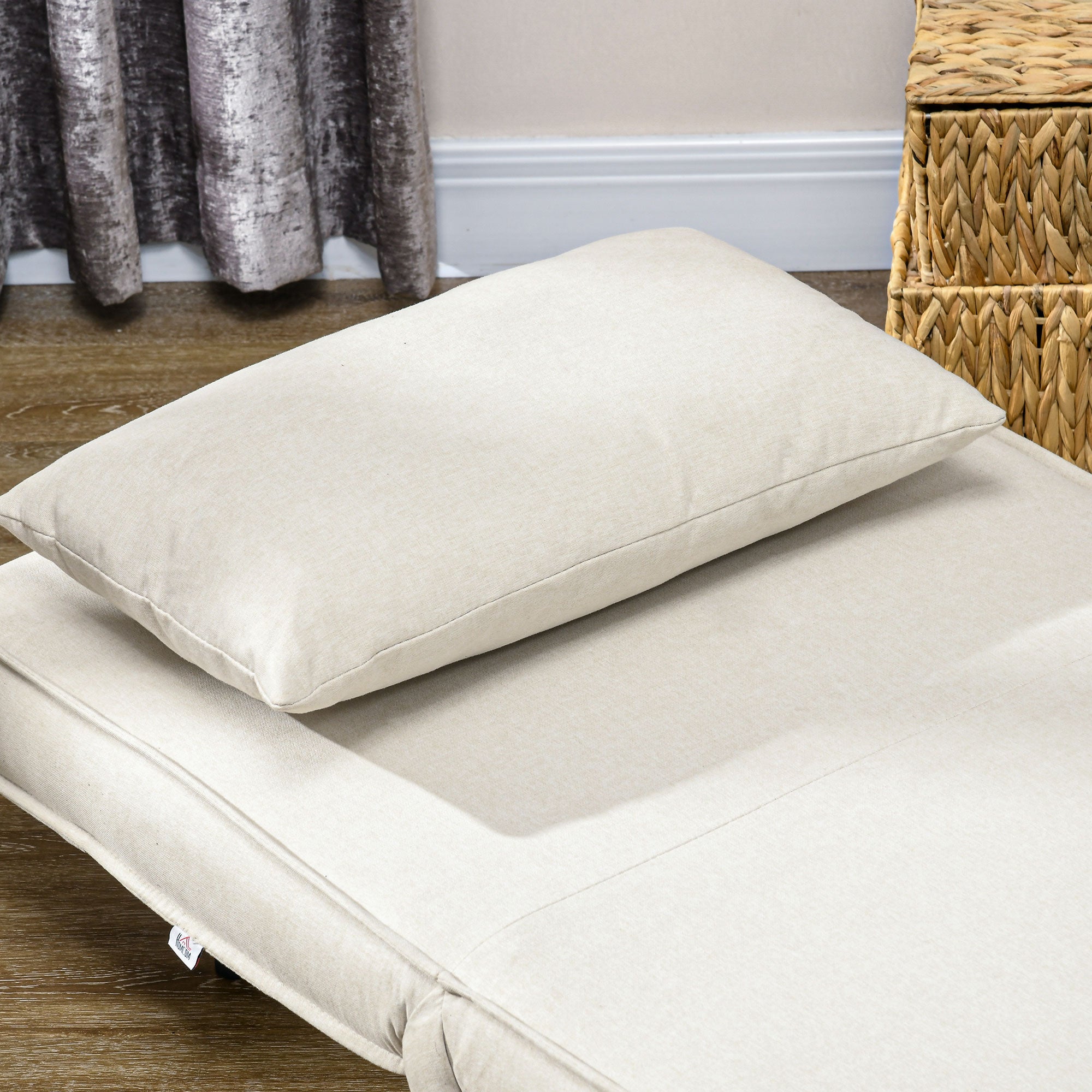 Chair Bed W/ Adjustable Backrest, 2-in-1 Multi-Functional Sofa Bed, Beige