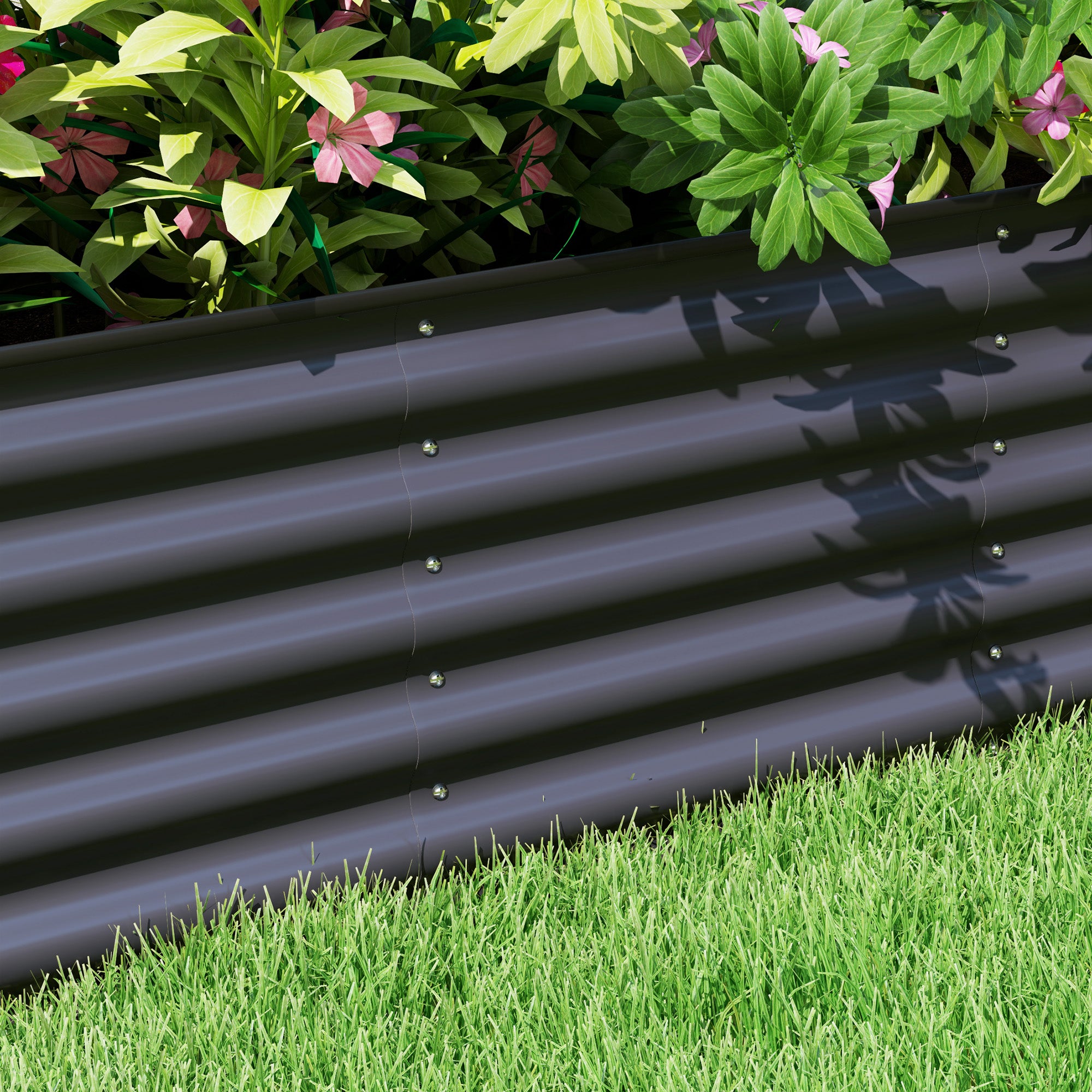 7.9' x 2' x 1.4' Galvanized Raised Garden Bed Kit, Metal Planter Box with Safety Edging, Dark Gray - Dark Gray - Image 8