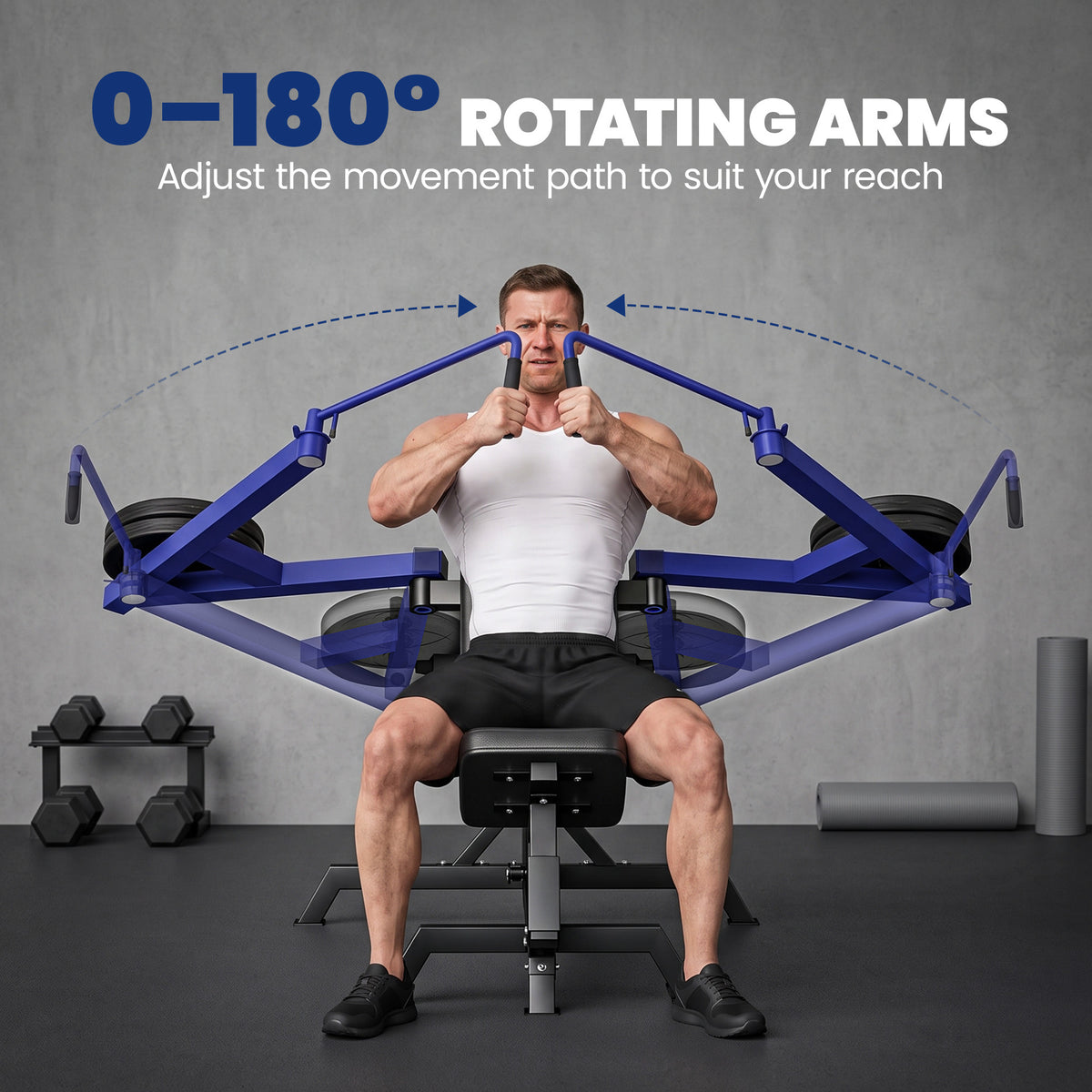 Seated Chest Press Machine, 660 lb Chest Fly Machine with Adjustable Lever Arms, Adjustable Seat, Dark Blue