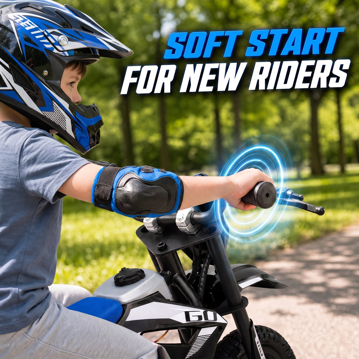 36V Electric Dirt Bike for Kids with Brushless Motor, Up to 9.9 MPH, Inflatable Tires and Rear Suspension, Black