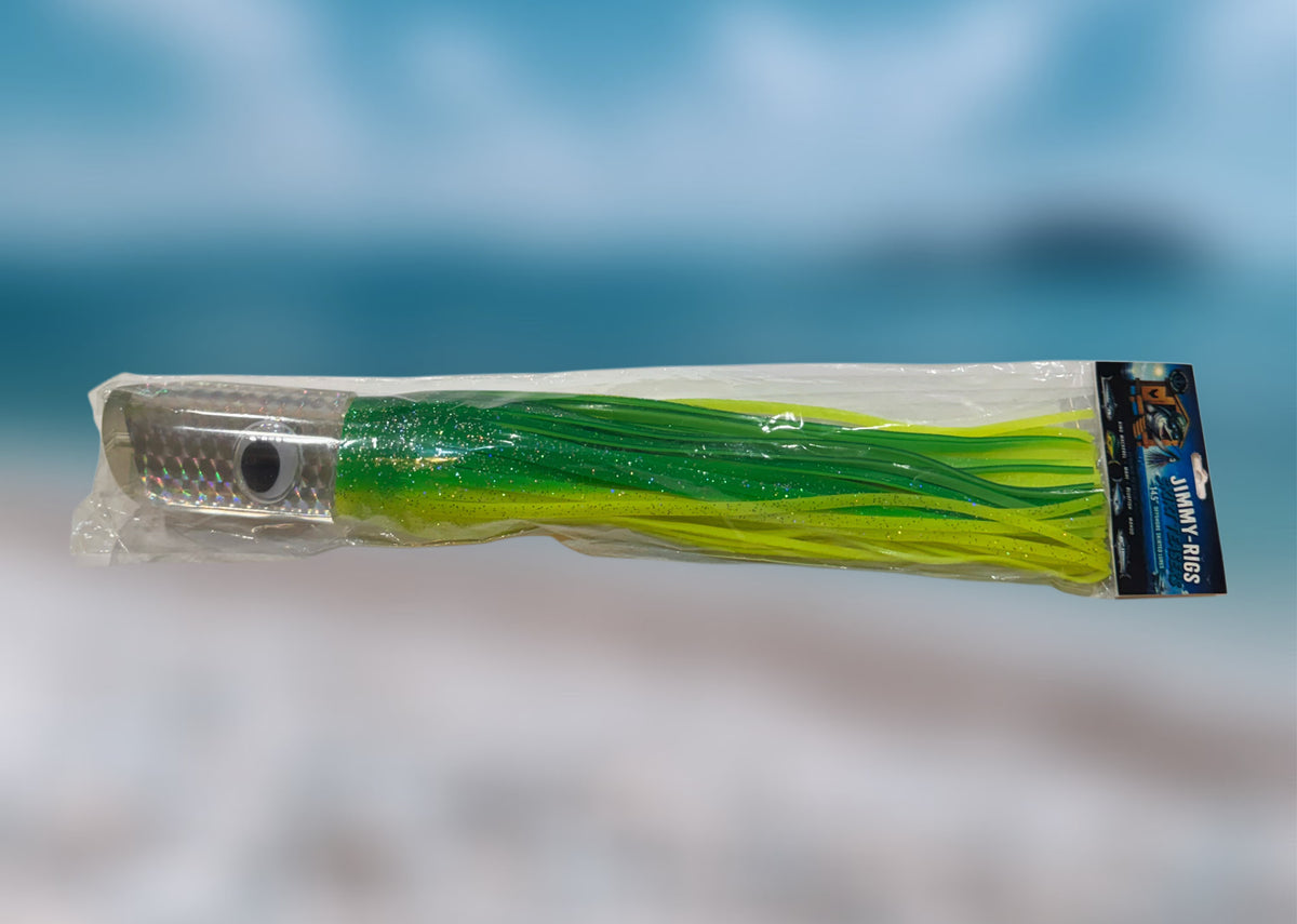 Jimmy-Rigs 14.5 inch Giant Squid Offshore Skirted Lure - Hand Tied USA- Tuna Sailfish Marlin