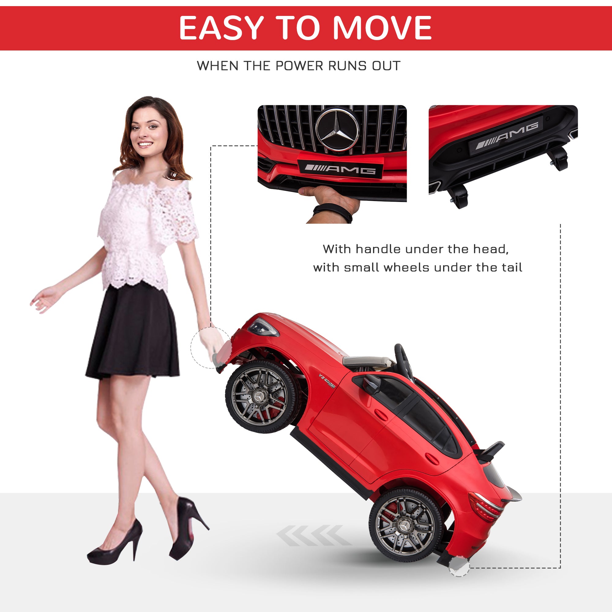 12V Toddler Ride On Car with Remote Control, Mercedes Benz AMG GLC63S Coupe, Electric Car with 2 Speed, MP3 Player, Light, Horn, Songs, Suspension, Red