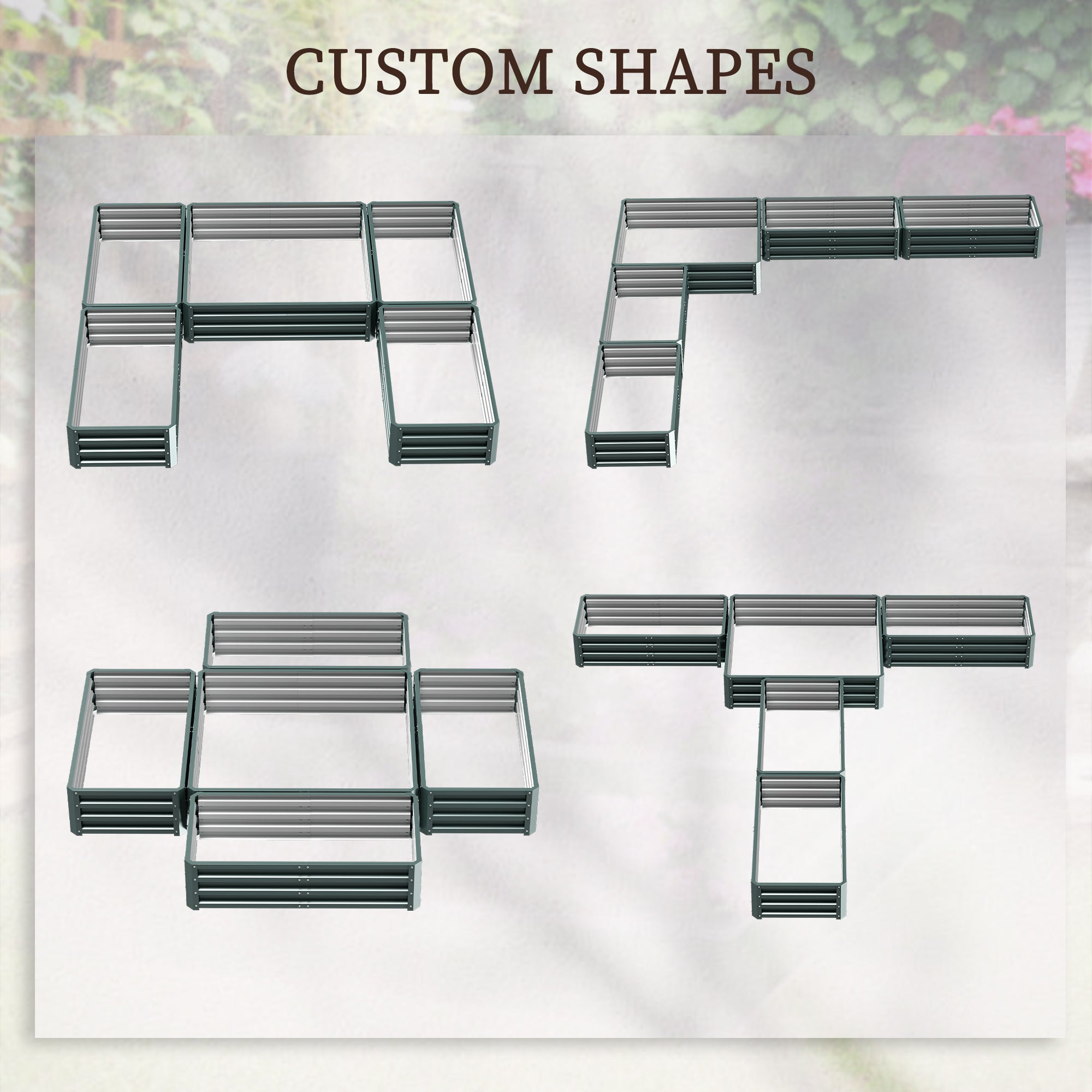Steel Raised Garden Bed, Set of 5 Large Box Planters for Outdoor Plants Vegetables Flowers Herbs, 8x8x1ft, Green - Green - Image 4