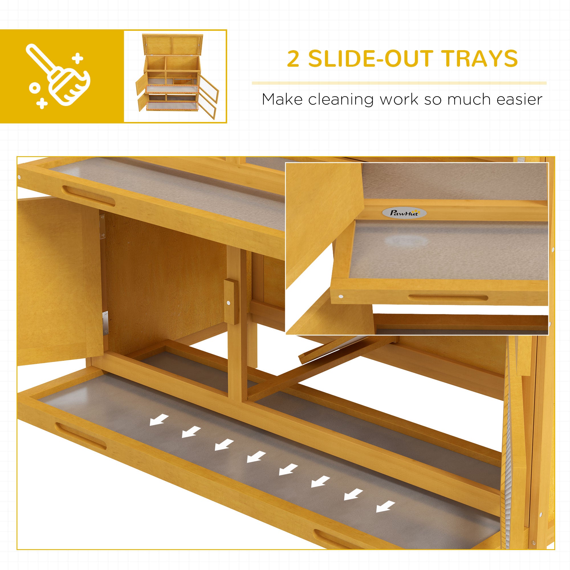Wooden Bunny Hutch with Ramp, Indoor/Outdoor, Yellow - Yellow - Image 6