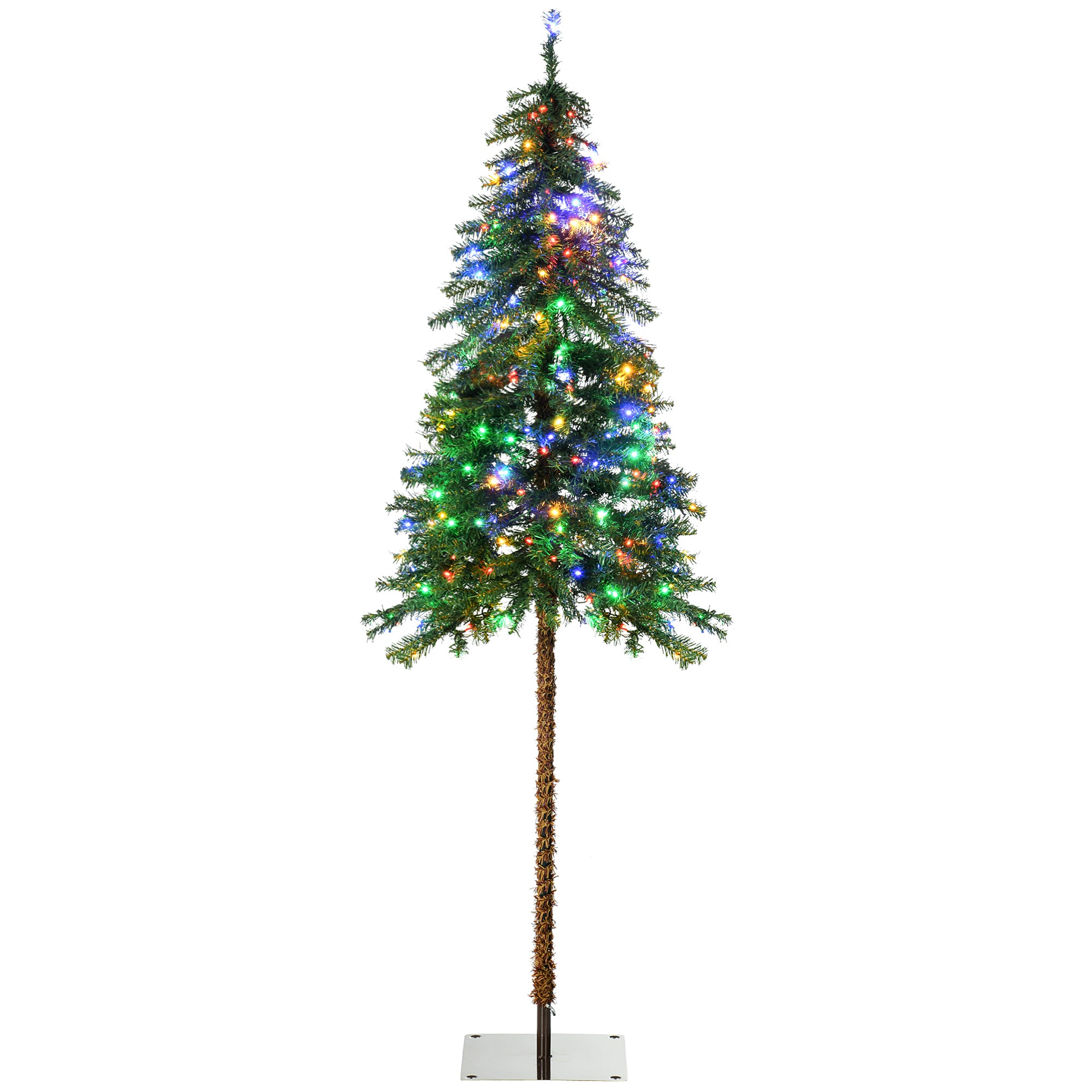 6' Artificial Christmas Trees, with Warm White or Colorful LED Lights, Pencil Shape, Steel Base