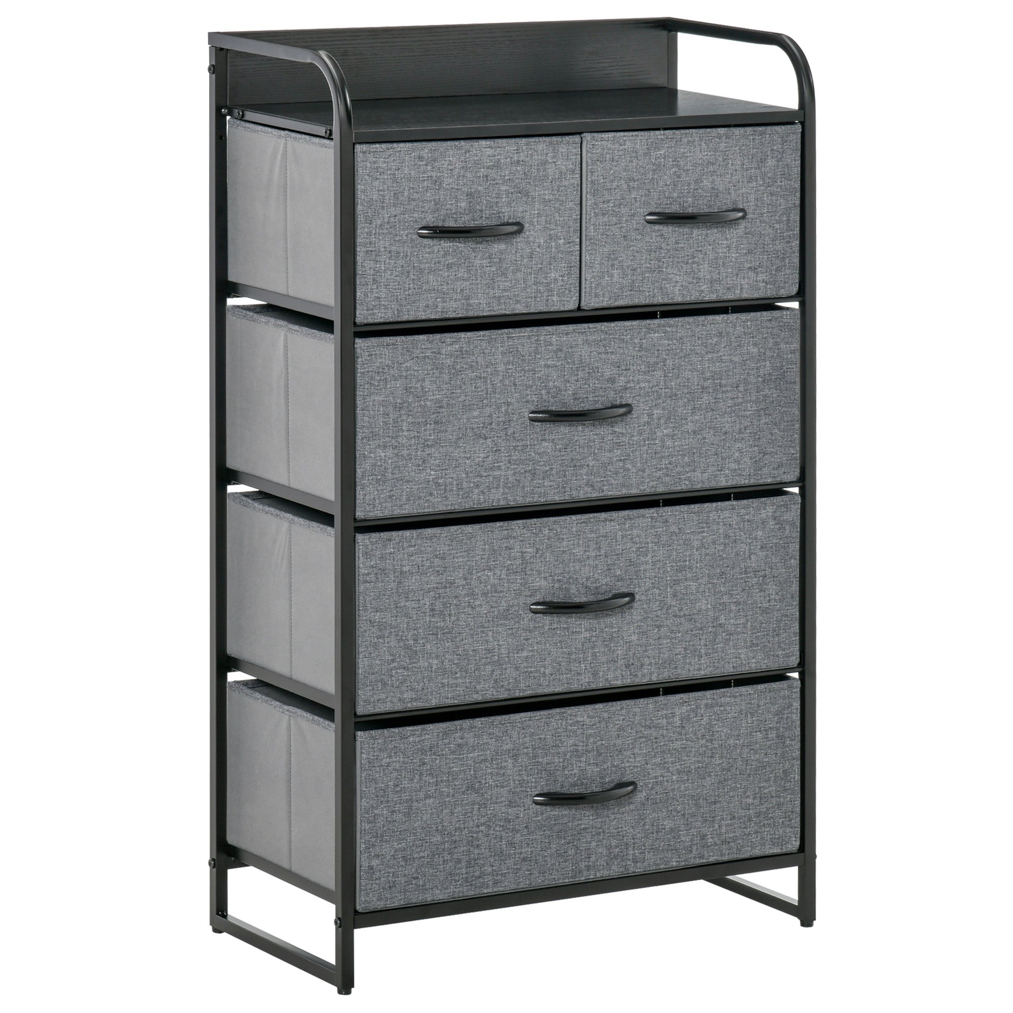 5-Drawer Dresser Tower Chest of Drawers Organizer with Steel Frame Gray
