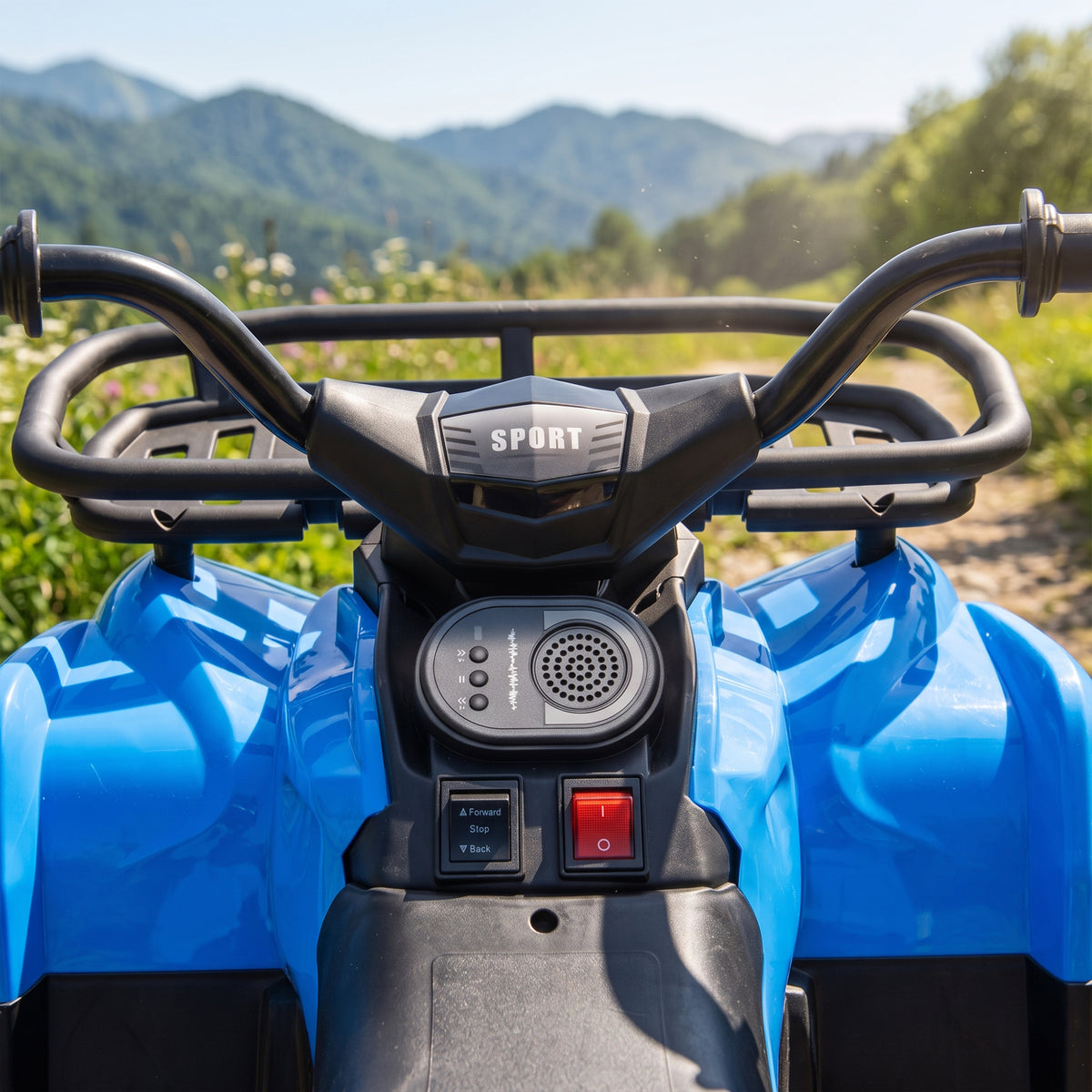 12V Ride on ATV, 4 Wheeler for Kids with Dual Motors, Soft Start, Battery Display, Music, Lights for 3-8 Years, Blue