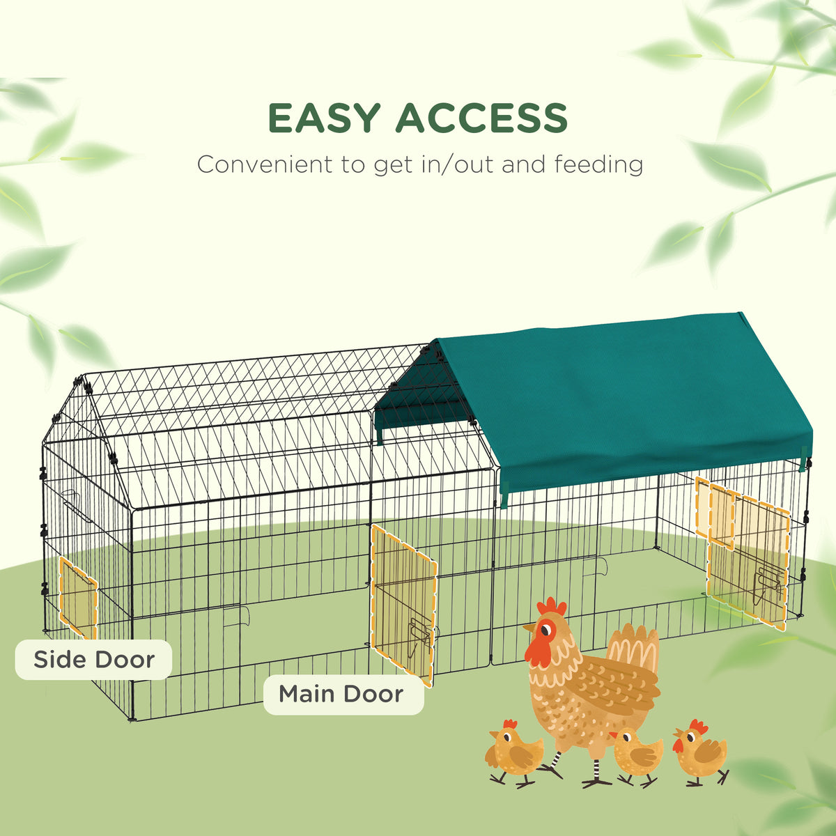 73" Small Animal Playpen with Roof for Rabbits, Chicken, Chinchillas - Green - Image 5