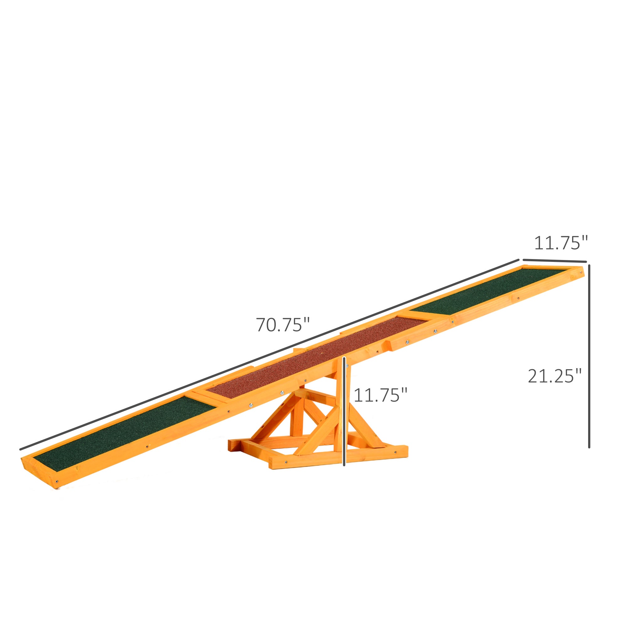 Wooden Dog Agility Seesaw for Training and Exercise, Platform Equipment Run Game Toy, Weather Resistant Pet Supplies, 71" L x 12" W x 12" H, Natural - Natural Wood - Image 3