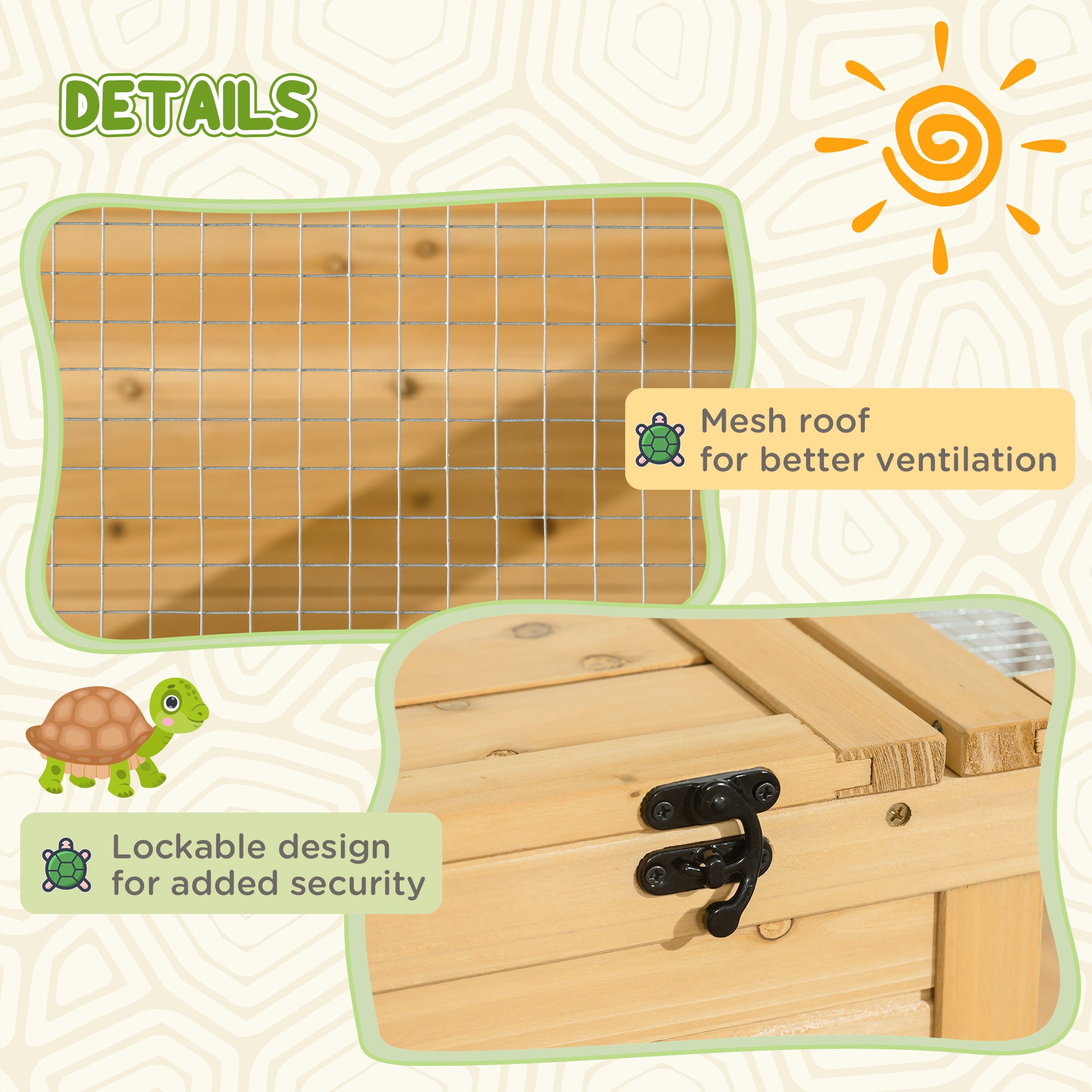 Wooden Reptile Cage with Top Access for Turtles, Lizards, Snakes, Yellow - Yellow - Image 6