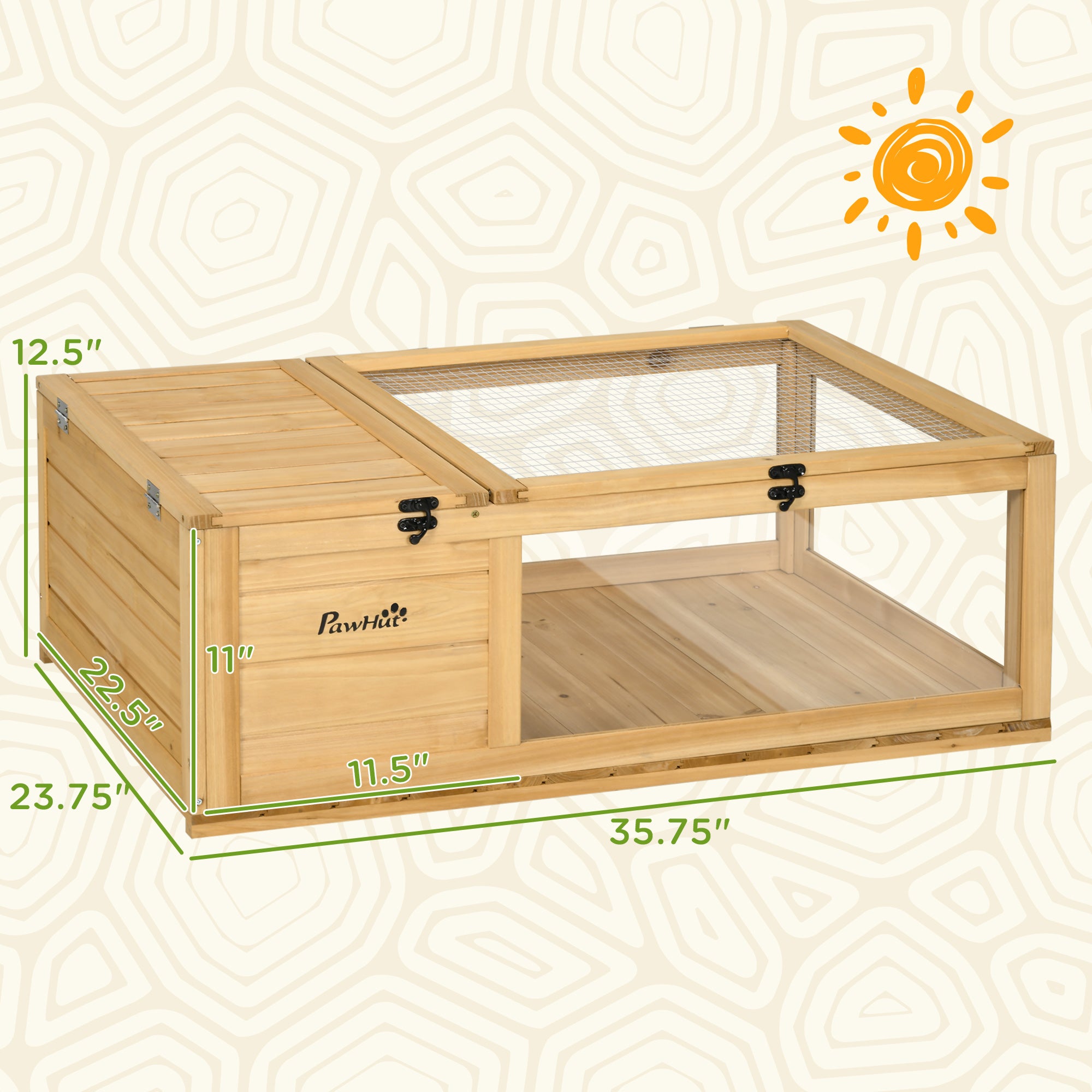 Wooden Reptile Cage with Top Access for Turtles, Lizards, Snakes, Yellow - Yellow - Image 3