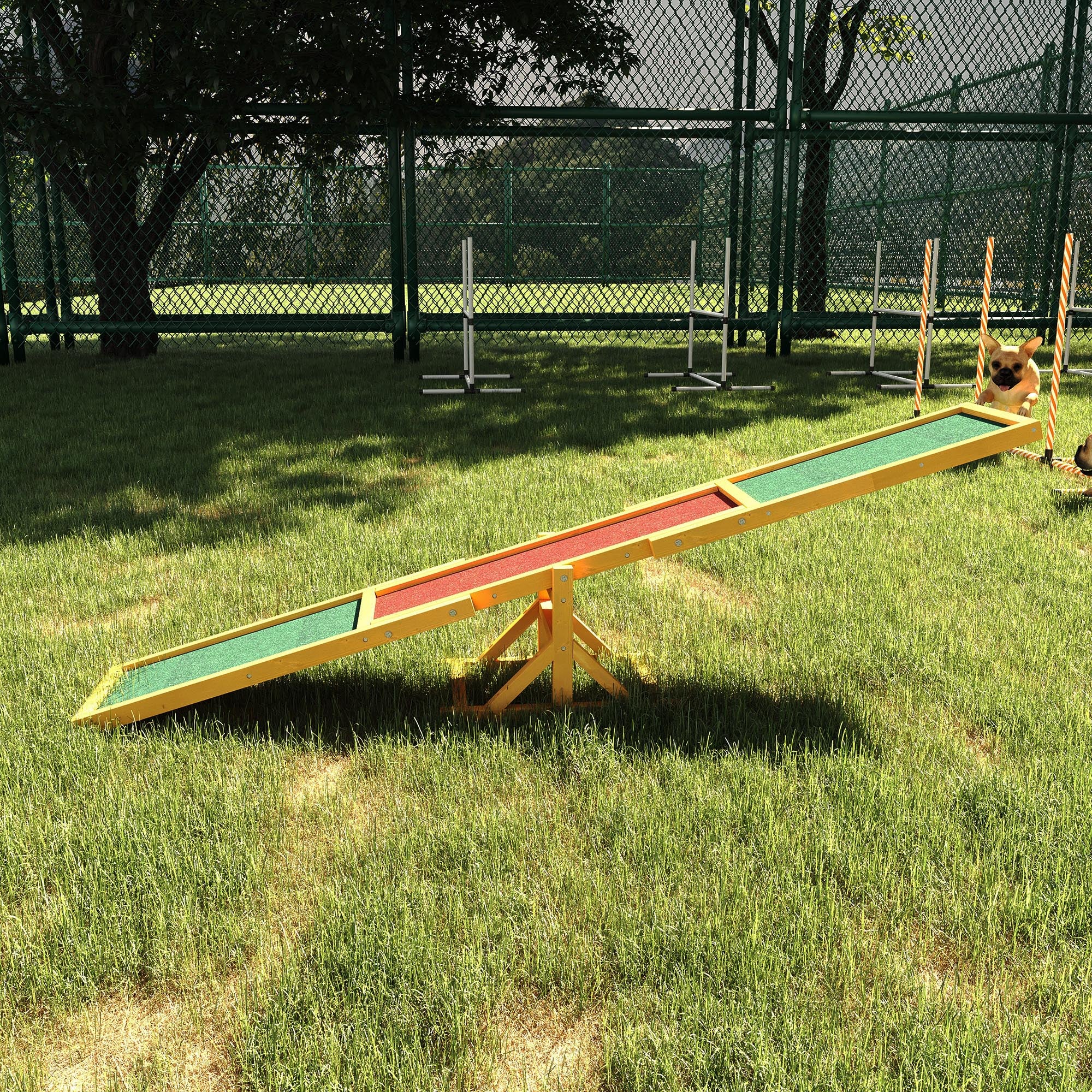 Wooden Dog Agility Seesaw for Training and Exercise, Platform Equipment Run Game Toy, Weather Resistant Pet Supplies, 71" L x 12" W x 12" H, Natural - Natural Wood - Image 2