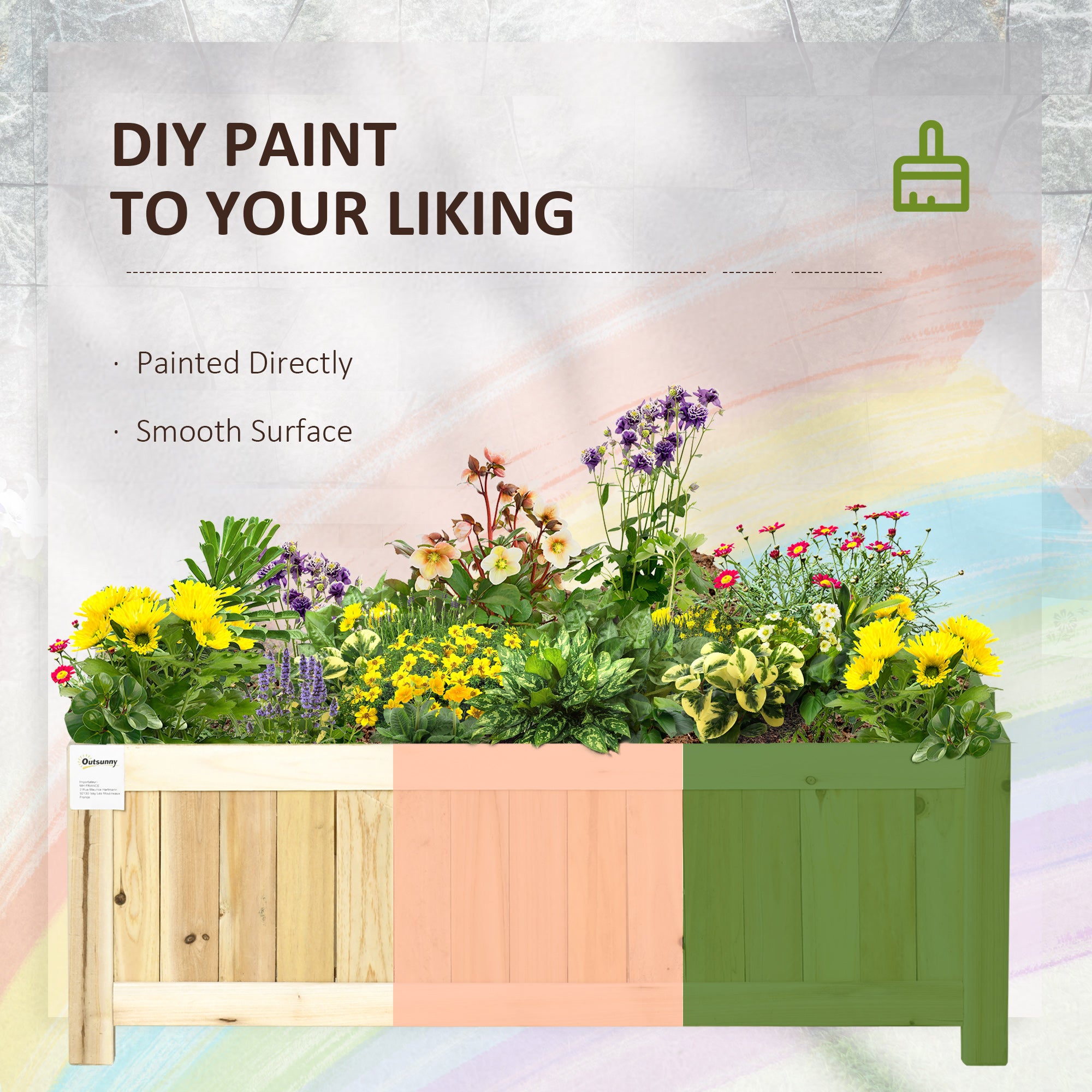 Foldable Raised Garden Bed, Wooden Planter Box, Herb Garden Planter with Drainage Holes, for Backyard, Patio to Grow Vegetables, Herbs, and Flowers, 27.6" x 11.6" x 9.8" - Natural wood finish - Image 6