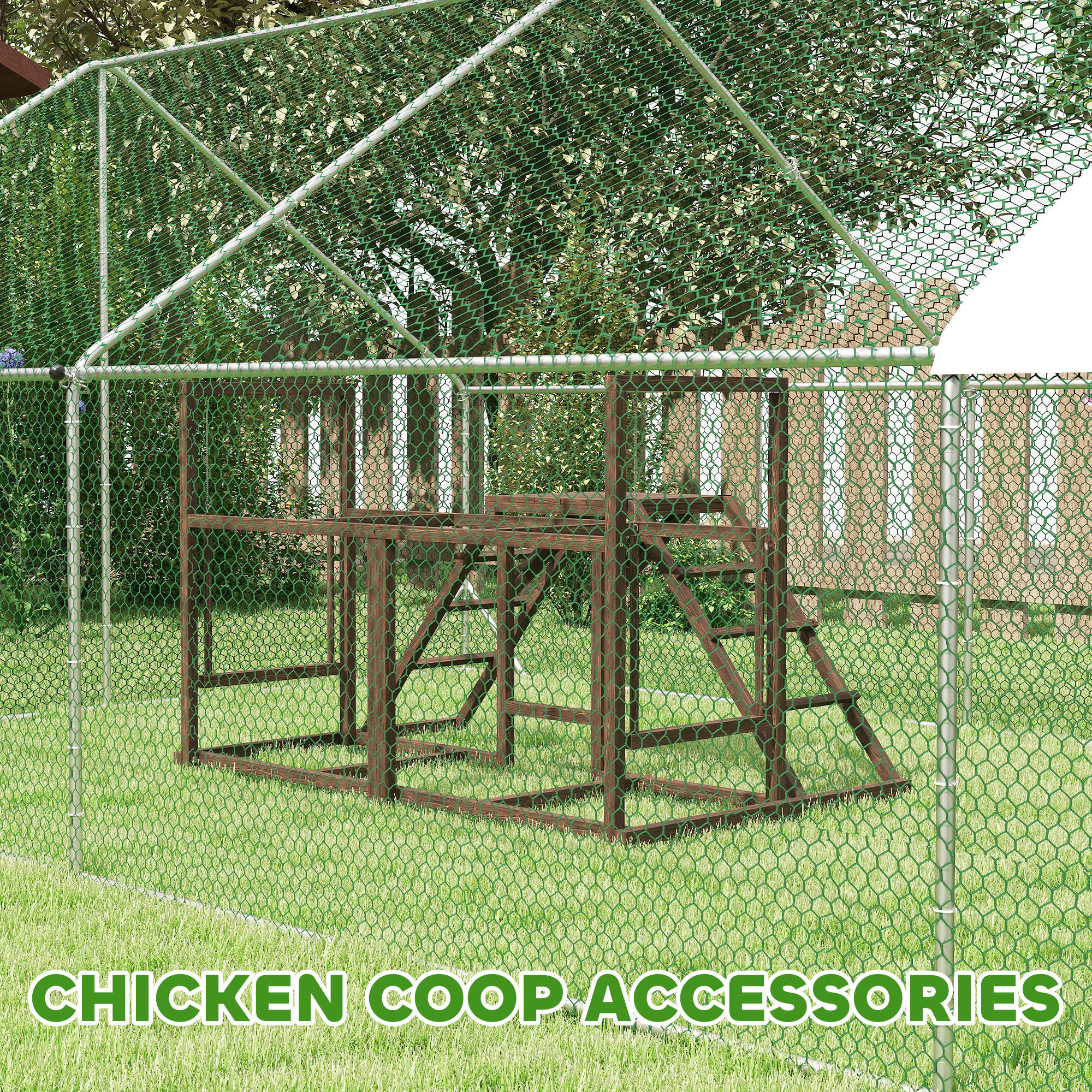 Chicken Activity Play Set with Multiple Chicken Perches, Swing, Ladder, Platform for 3-4 Chickens, Coffee - Coffee - Image 6