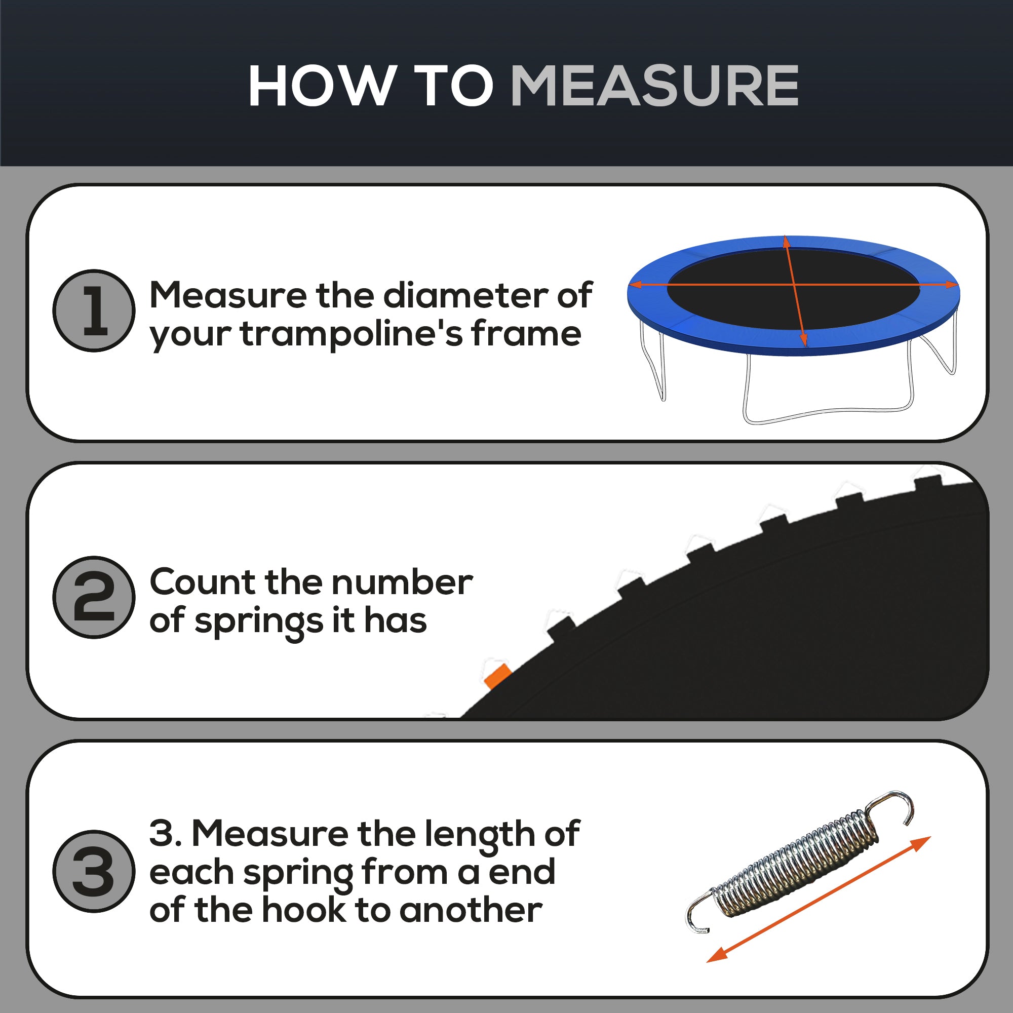 Trampoline Replacement Mat, Fits 12' Trampoline w/ 72 V-Hooks & 5.5" Springs (Spring & Frame not Included), Black