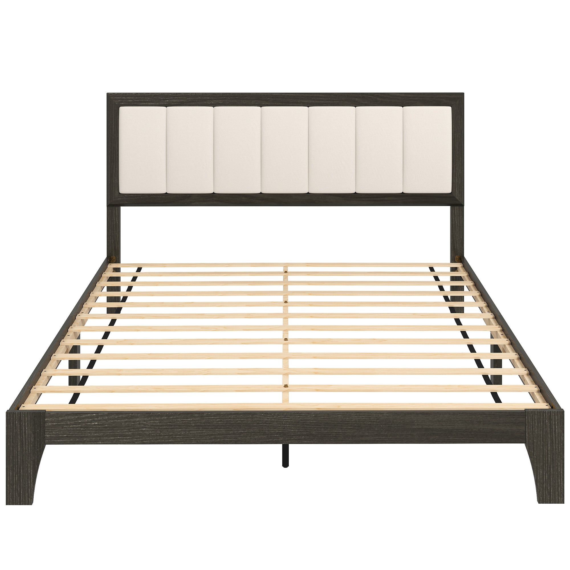 Queen Size Bed Frame with Headboard, Platform Bed Frame with Wooden Slats No Box Spring Needed Charcoal Gray
