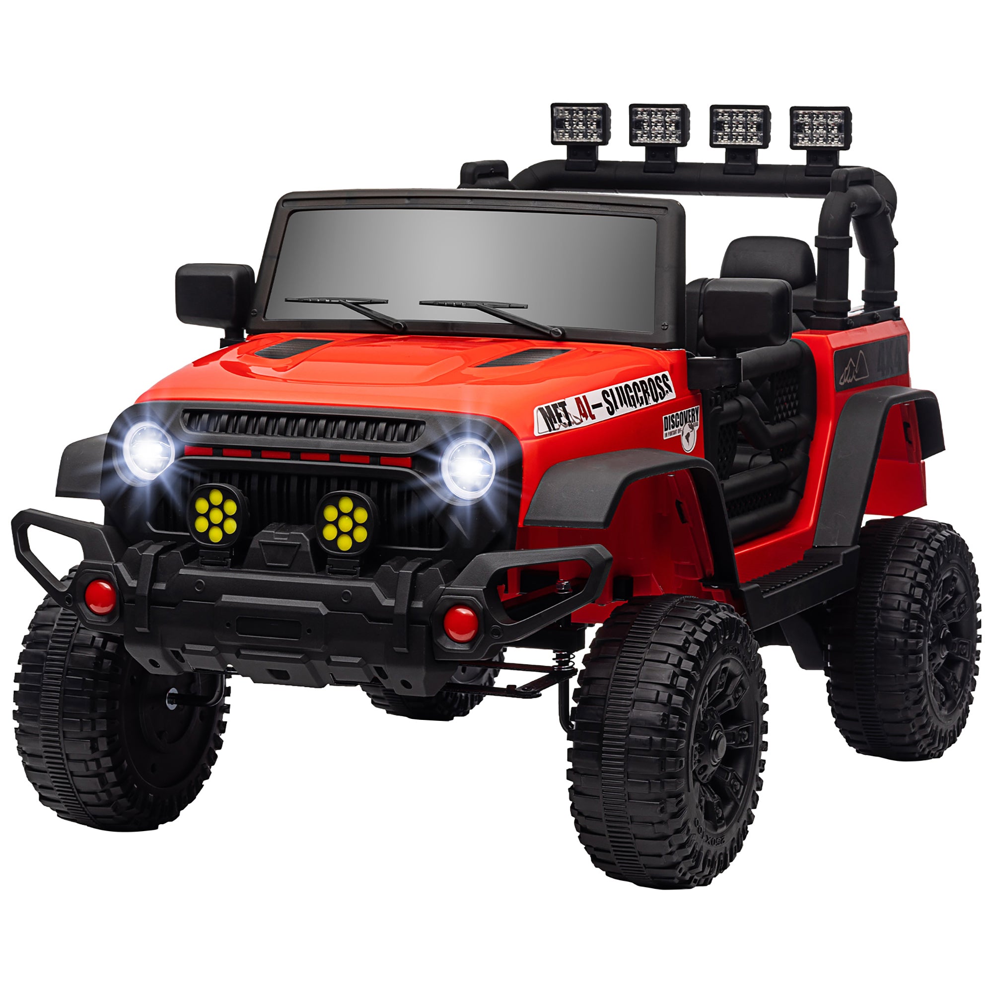 12V Battery Powered Ride on Car, Ride on Truck w/ Remote, 4 Suspension Wheels, Music Horn Lights, Red