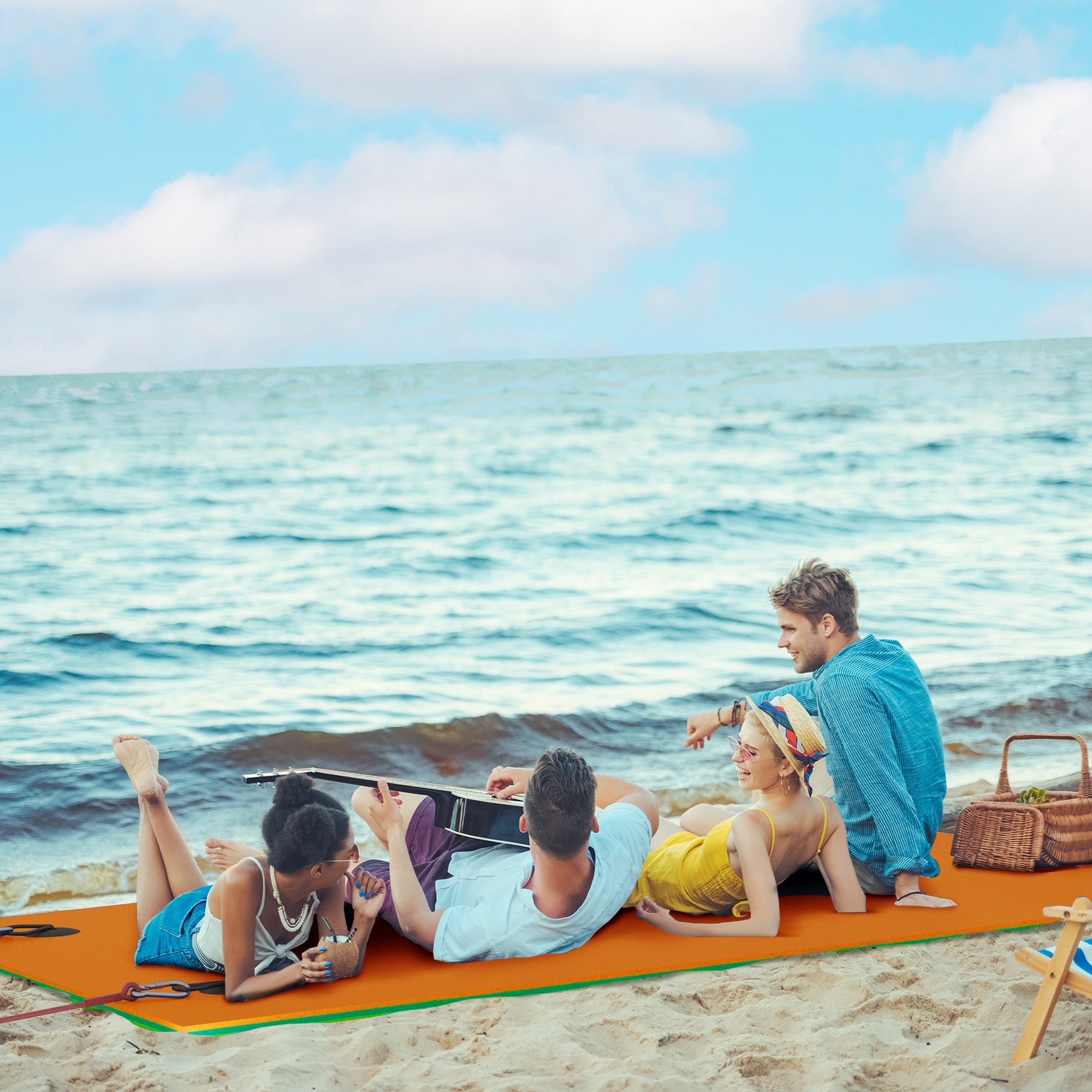 9' x 6' Lily Pad Water Mat for 2 Adults, Floating Water Pad for Lake, Pool, Ocean, Beach, and Boating, Orange