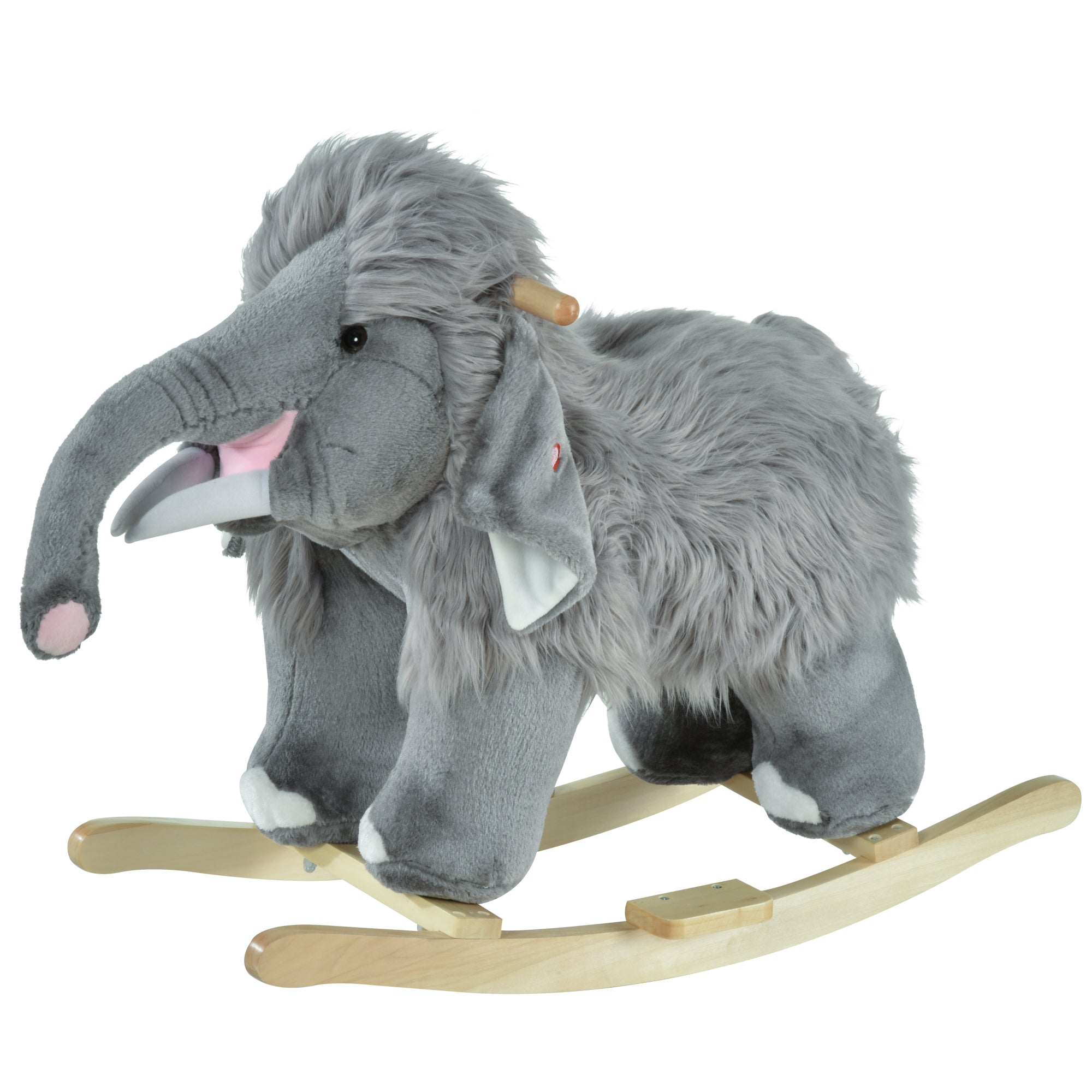 Kids Ride-On Rocking Horse Toy Mammoth Style Rocker with Fun Music & Soft Plush Fabric for Children 3+ Years