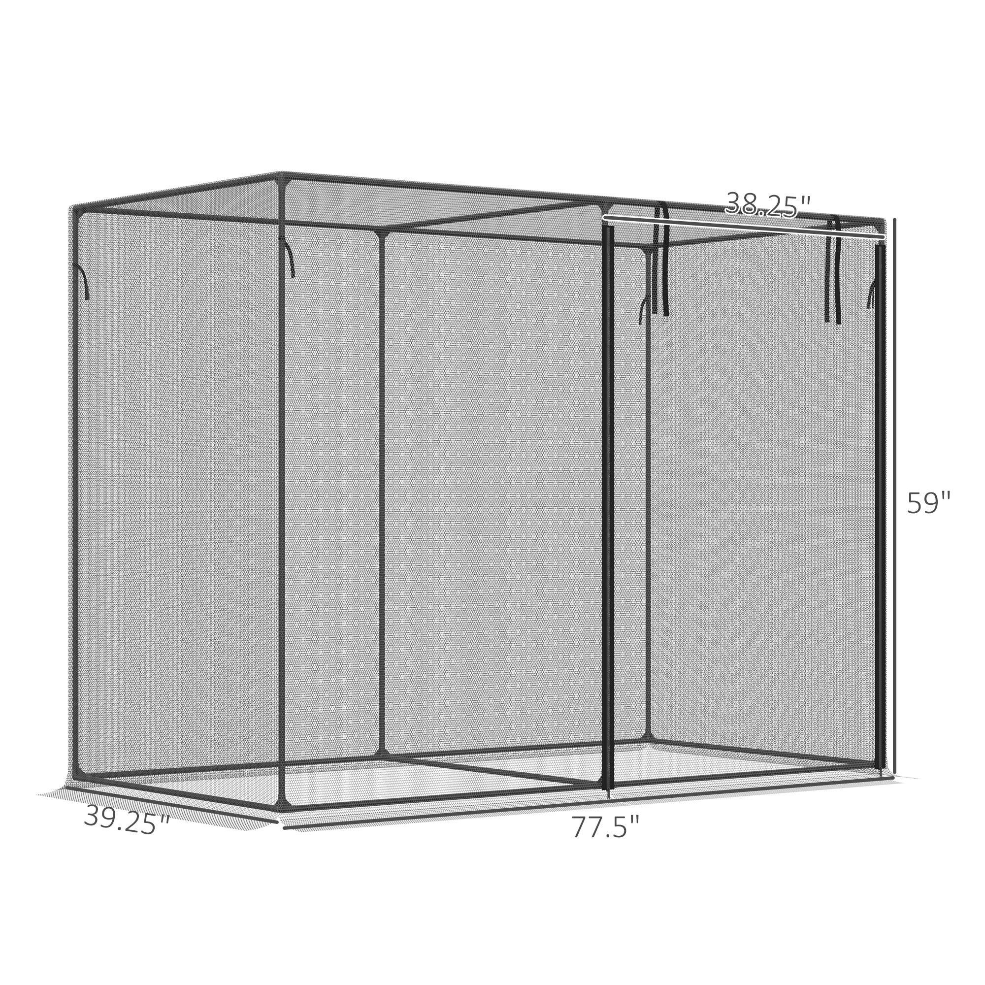 6' x 3' x 5' Crop Cage, Plant Protection Tent with Zippered Doors for Vegetable Garden, Backyard, Black - Black - Image 3