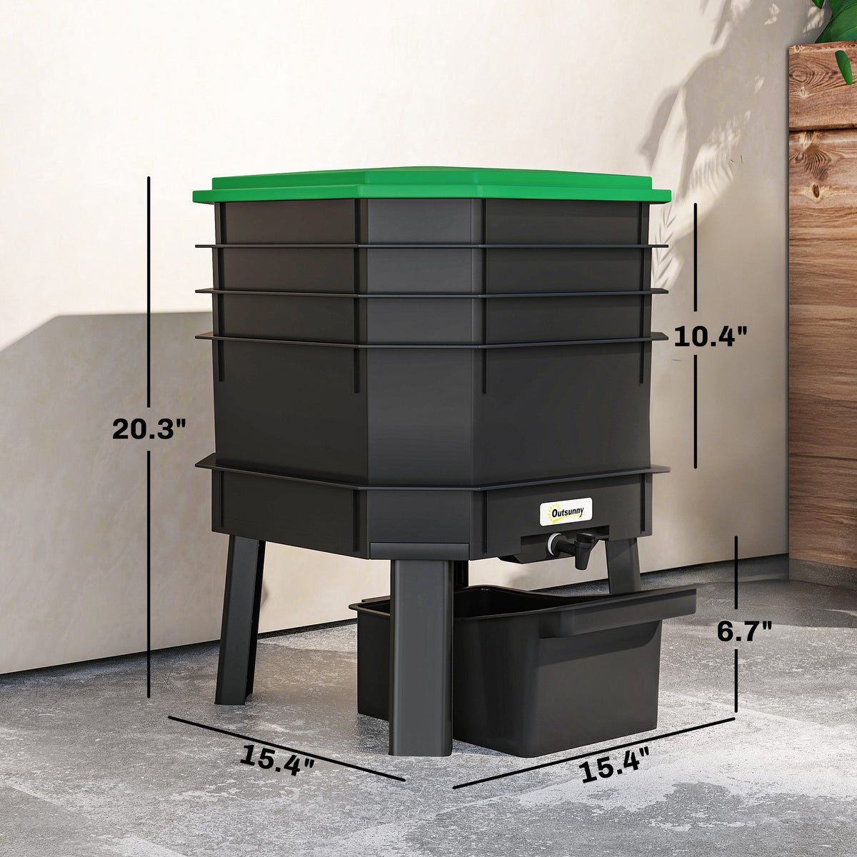 4-Tray Worm Composter Bin, 7.4 Gal Outdoor & Indoor Worm Composter for Recycling Food Waste, Dark Green