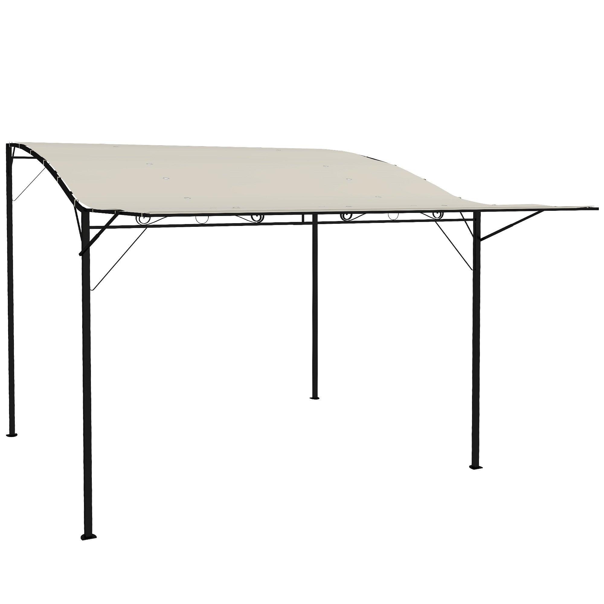 10' x 8' Outdoor Pergola and Patio Gazebo for Garden, Camper, Deck, Doors and Windows, Cream White