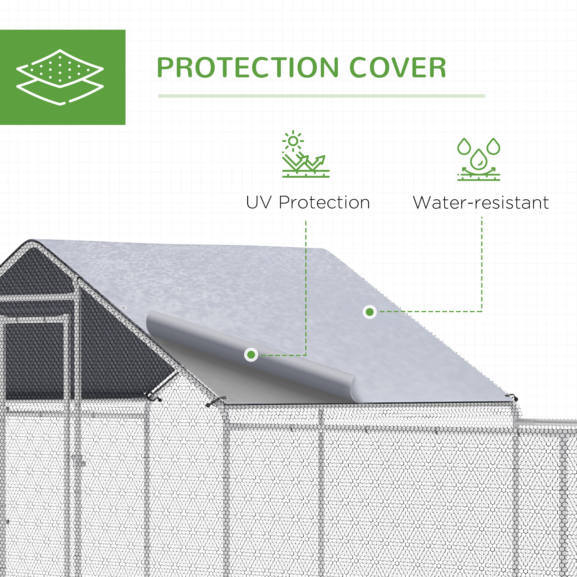 23' x 6.6' Large Chicken Coop with Weather-Resistant Cover for 12-14 Chickens, Silver - Silver - Image 5