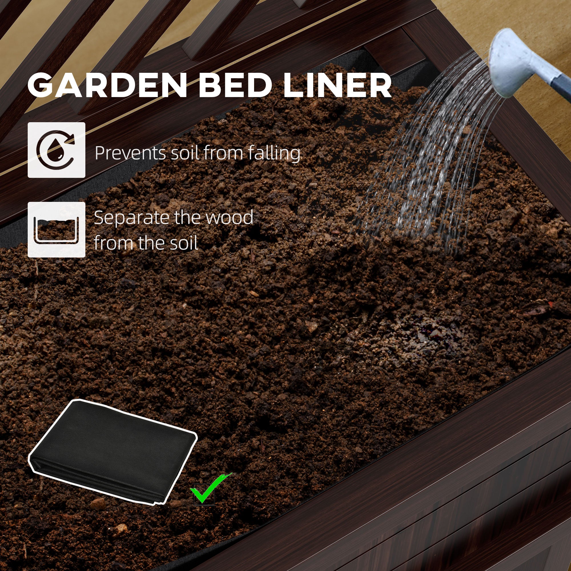 Elevated Wood Planter with Trellis for Climbing Plants, Raised Garden Bed with Legs and Drainage Holes, Carbonized - Carbonized - Image 5