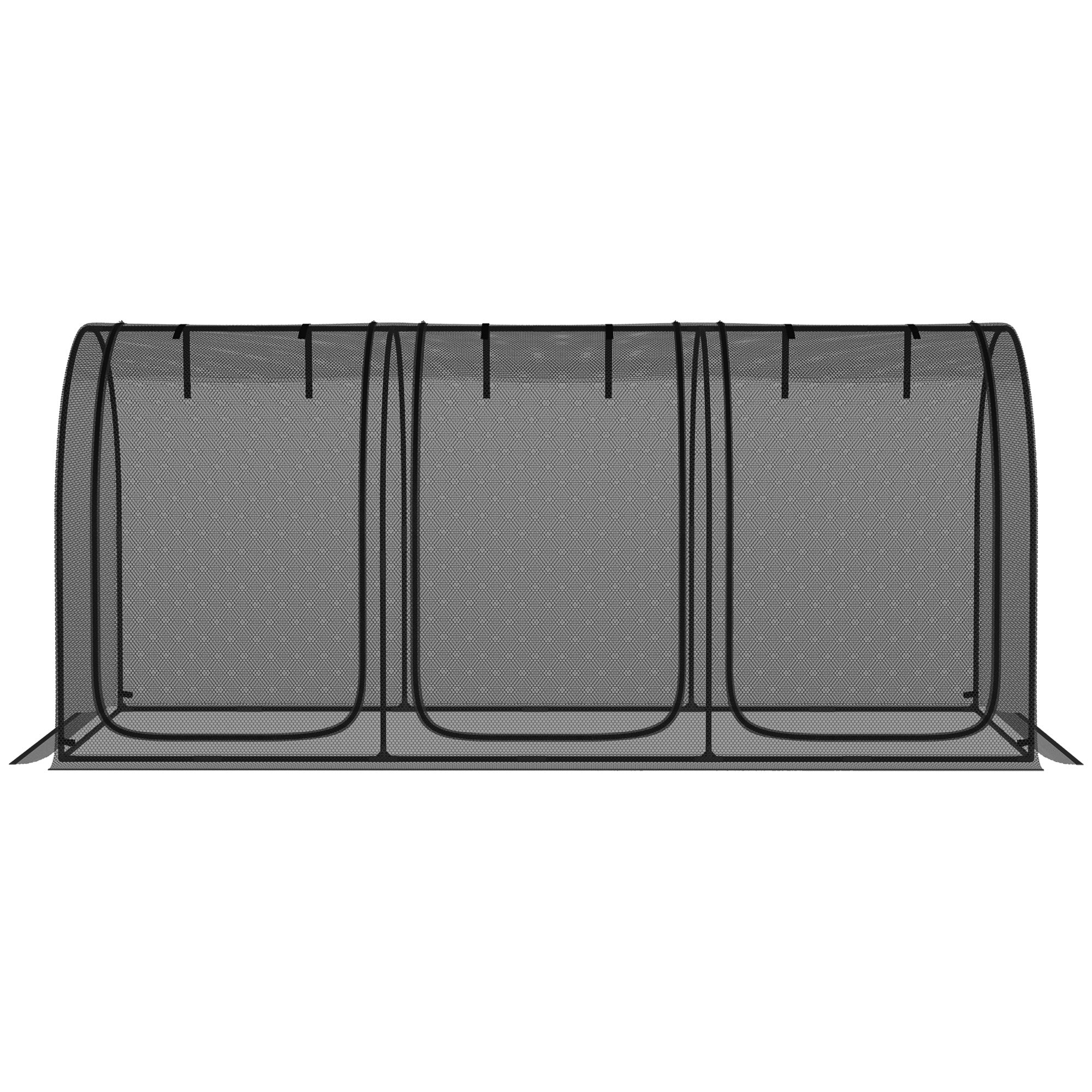 9' x 4' Crop Cage, Plant Protection Tent with Three Zippered Doors, Storage Bag and 4 Ground Stakes, for Garden, Yard, Lawn, Black - Black - Image 8