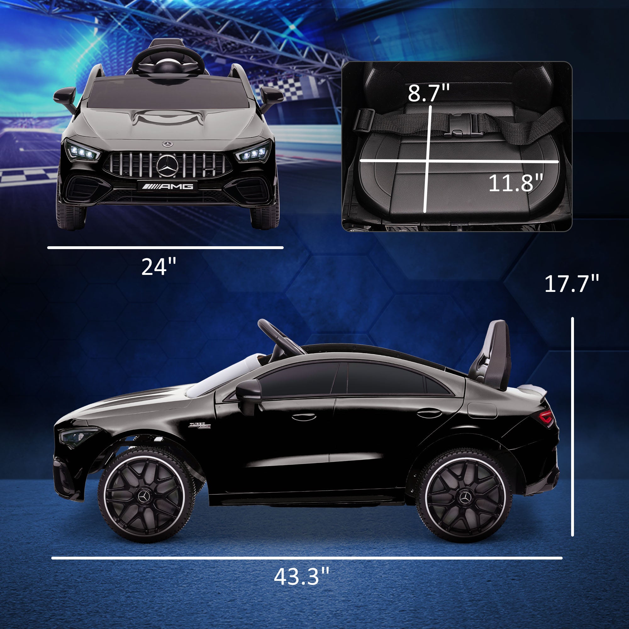 Mercedes-Benz AMG Licensed 12V Kids Ride on Car with Remote Control, Rear Suspension, LED Lights, Music, Black