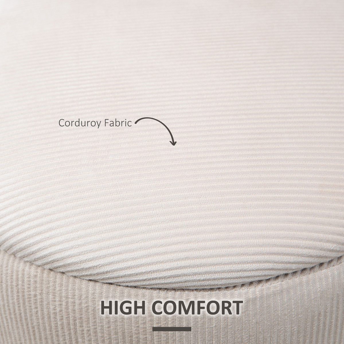 Corduroy Stool, Ottoman with Storage Set of 2, Removable Wood Lid, Hidden Space, Cream White